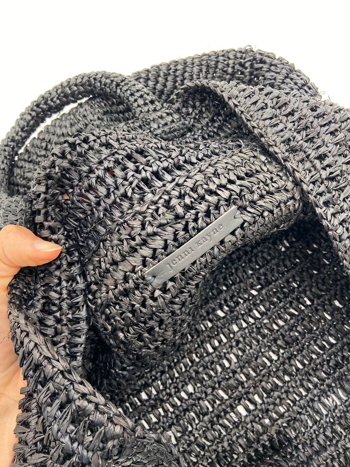 Jenni Kayne Woven Raffia Tote Black