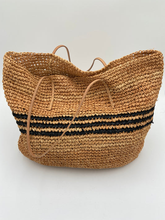 Hatattack Luxe Stripe Tote Natural and Black