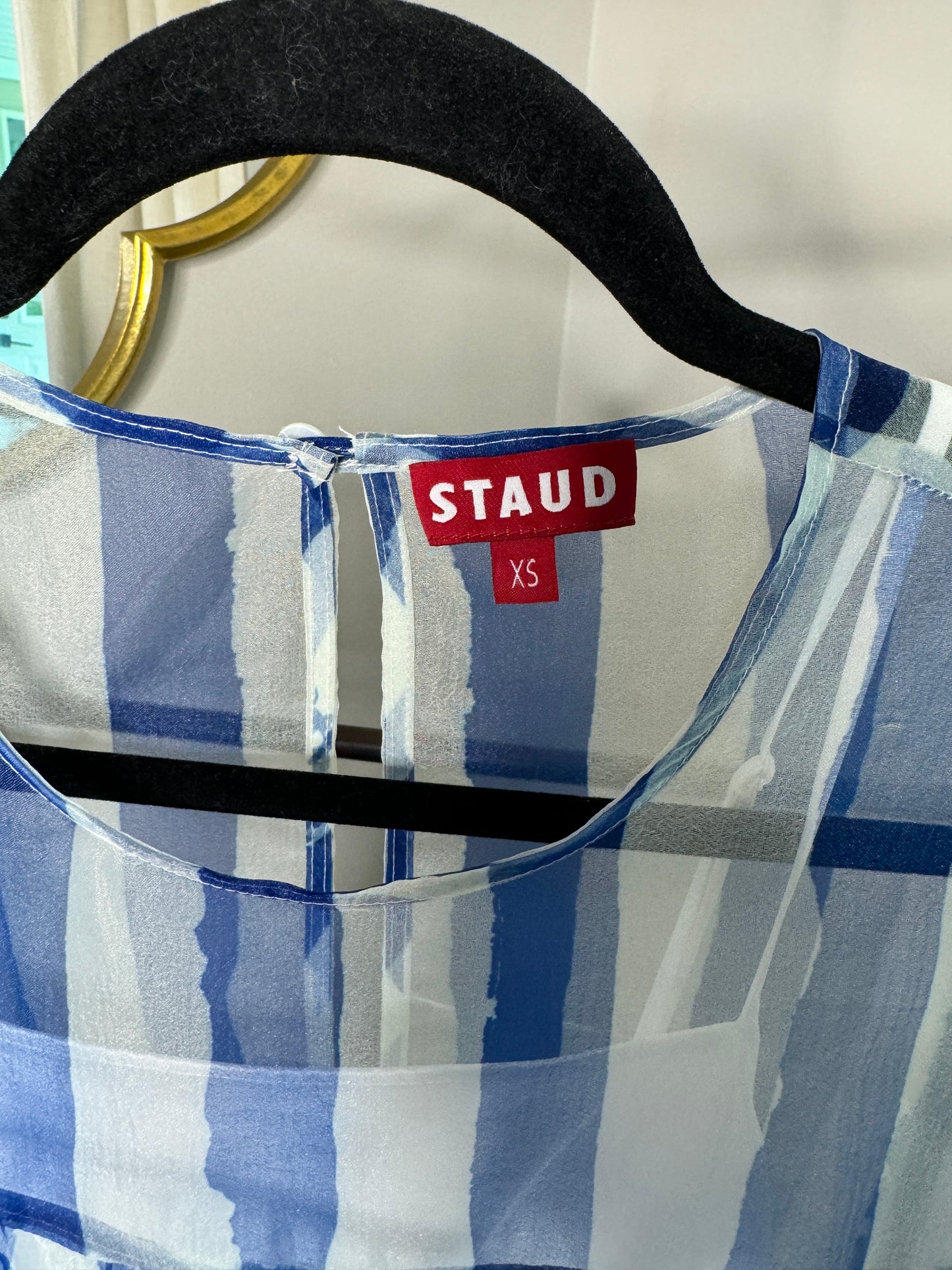 STAUD Hyacinth Organza Dress Maxi Gown Nautical Resort stripe size XS