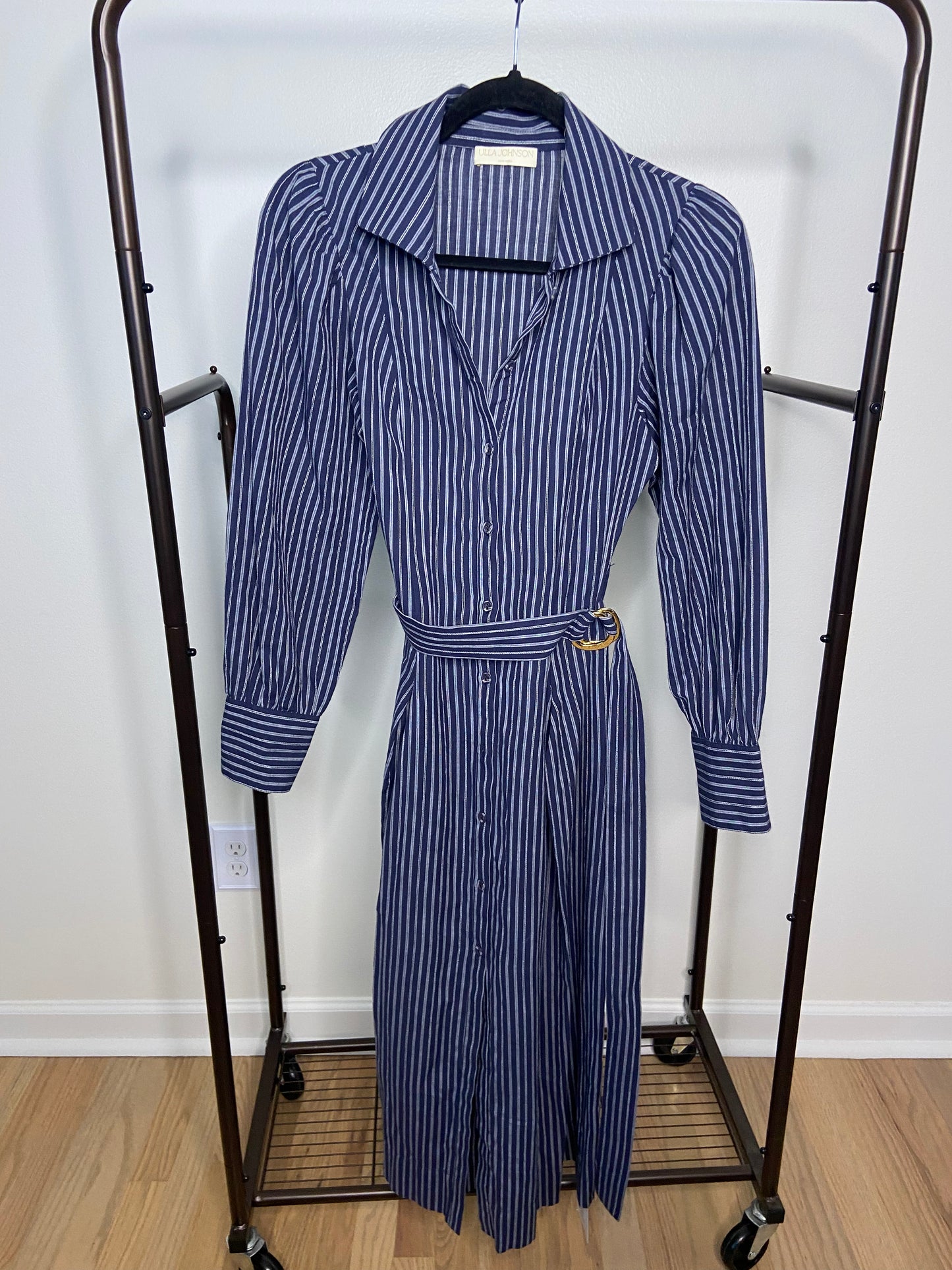 Ulla Johnson Athena Blue Striped Midi Belted Dress 2