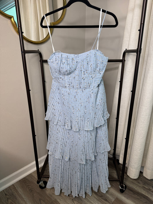 Self Portrait Tiered Floral Chiffon Midi Dress size 6