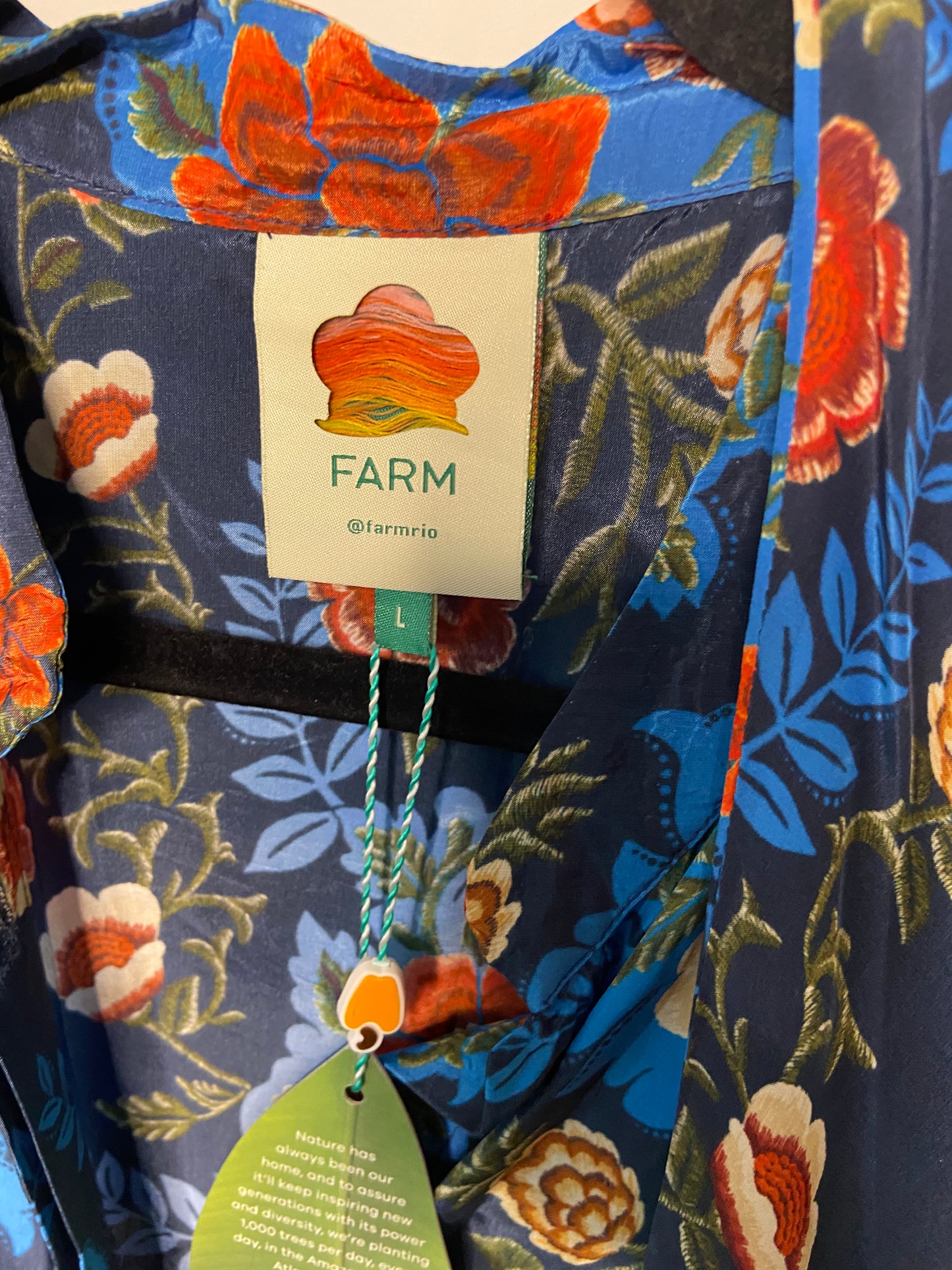 Farm Rio Blue Arabesque Floral Midi Dress size L