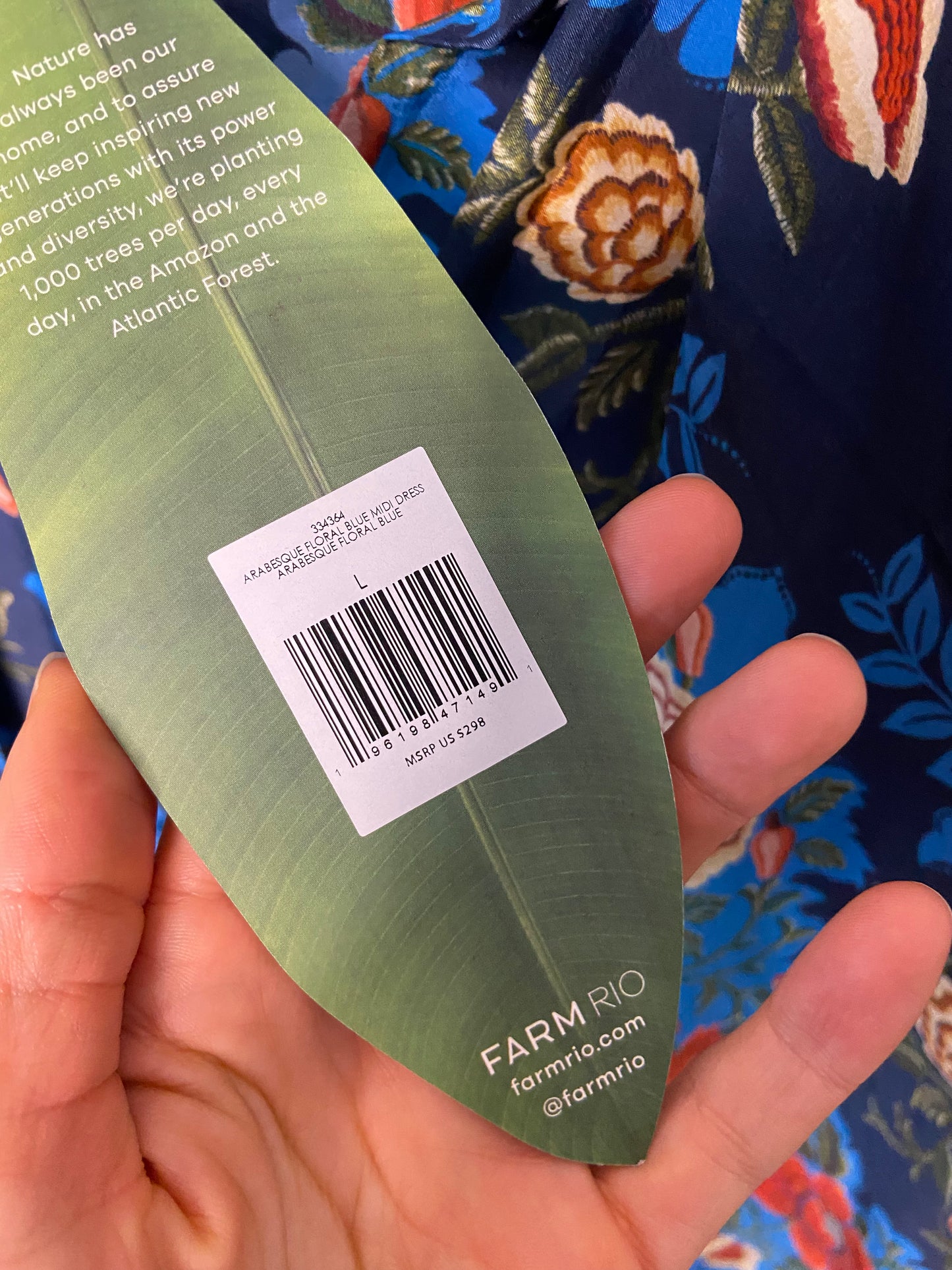 Farm Rio Blue Arabesque Floral Midi Dress size L