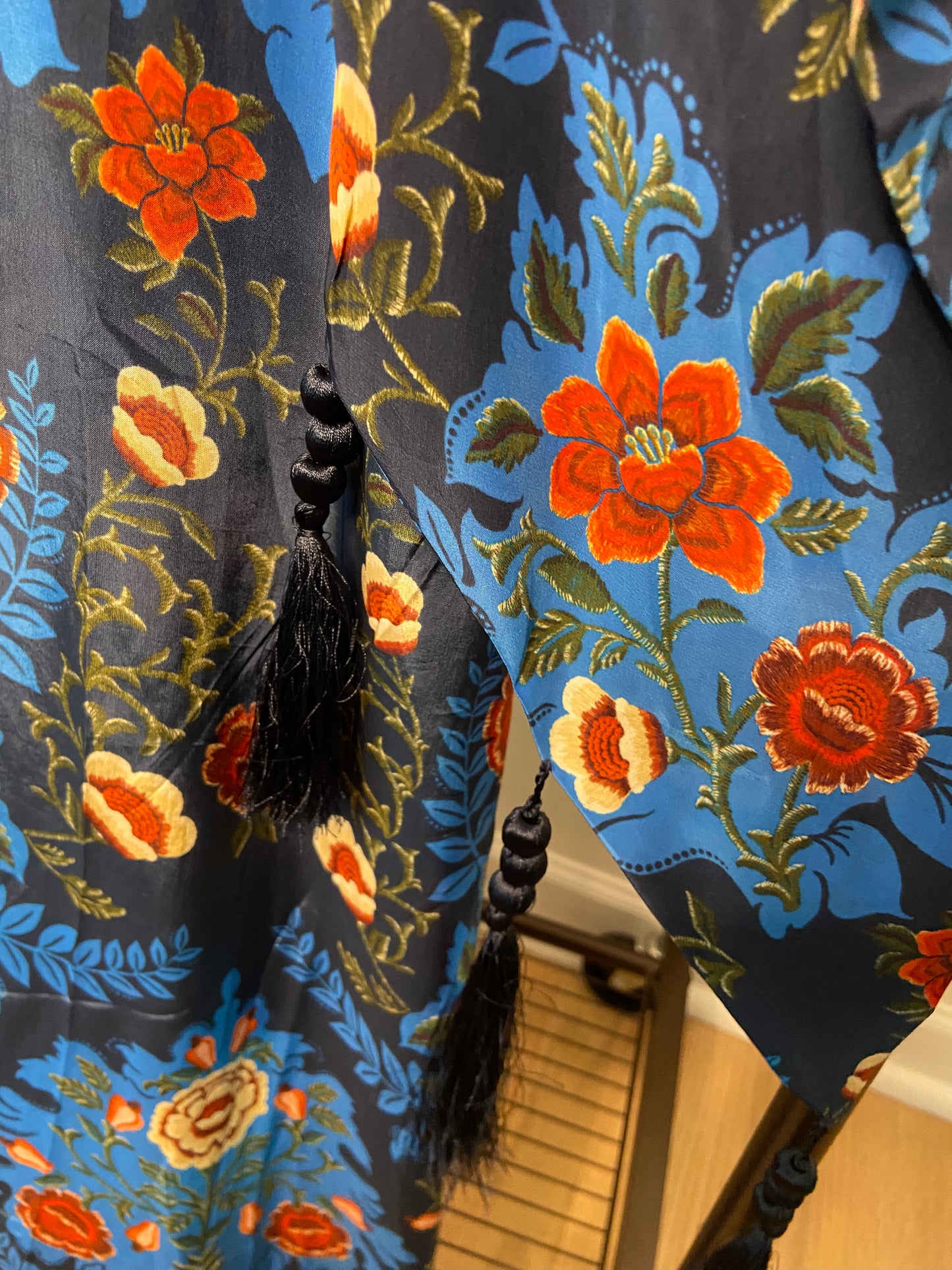 Farm Rio Blue Arabesque Floral Midi Dress size L