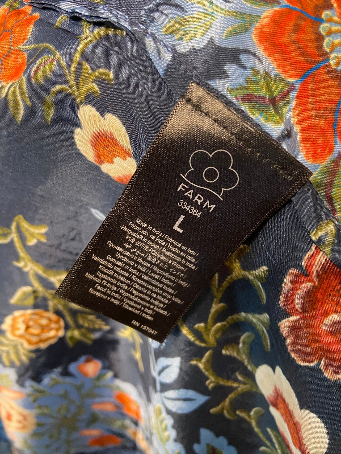 Farm Rio Blue Arabesque Floral Midi Dress size L