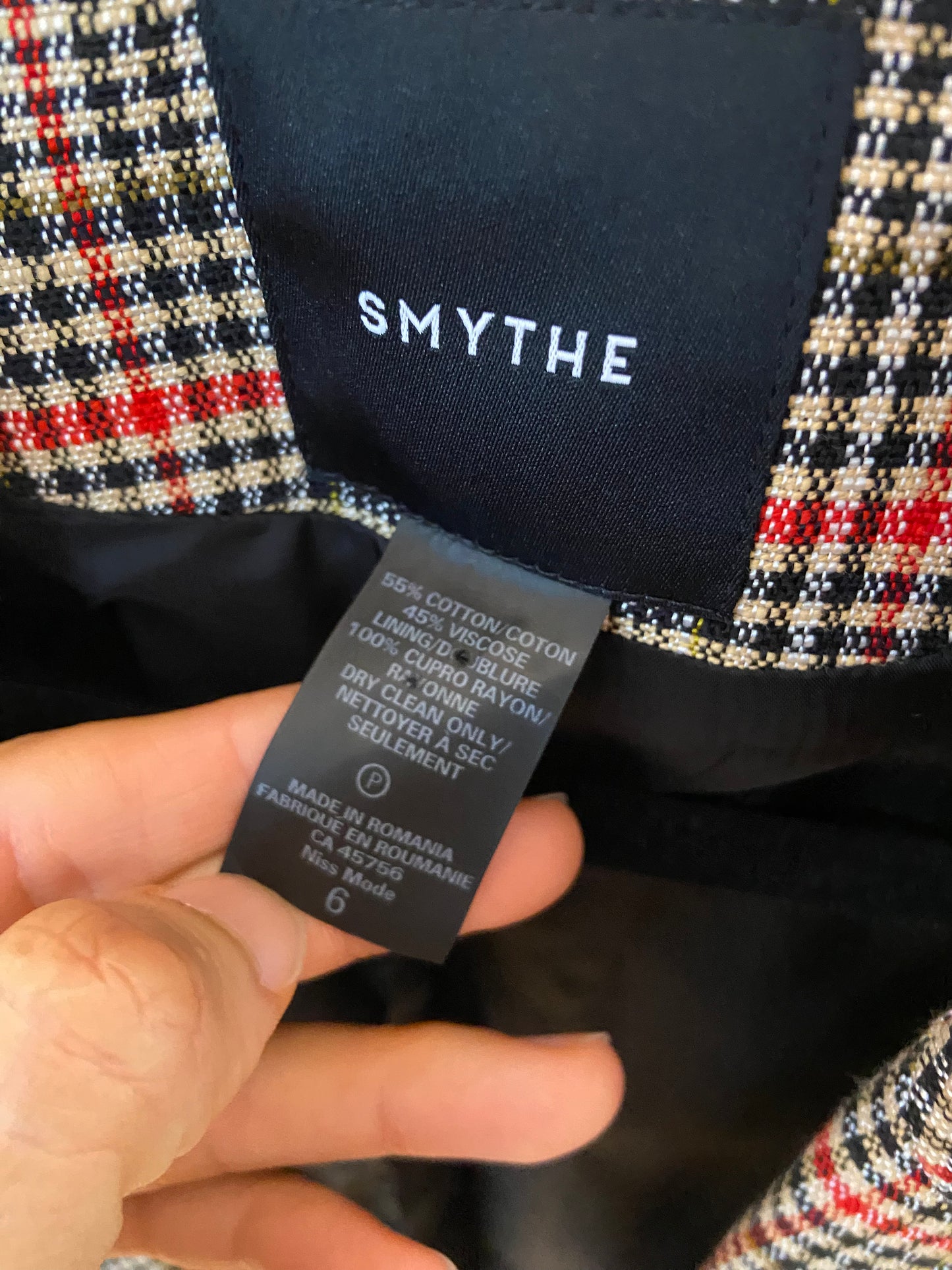 Smythe Multi Glen Check Plaid Blazer size 6
