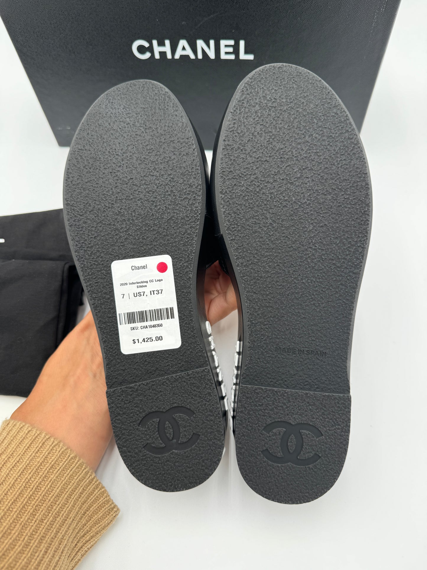 Chanel 2020 Interlocking CC Logo Slides Platforms size 37