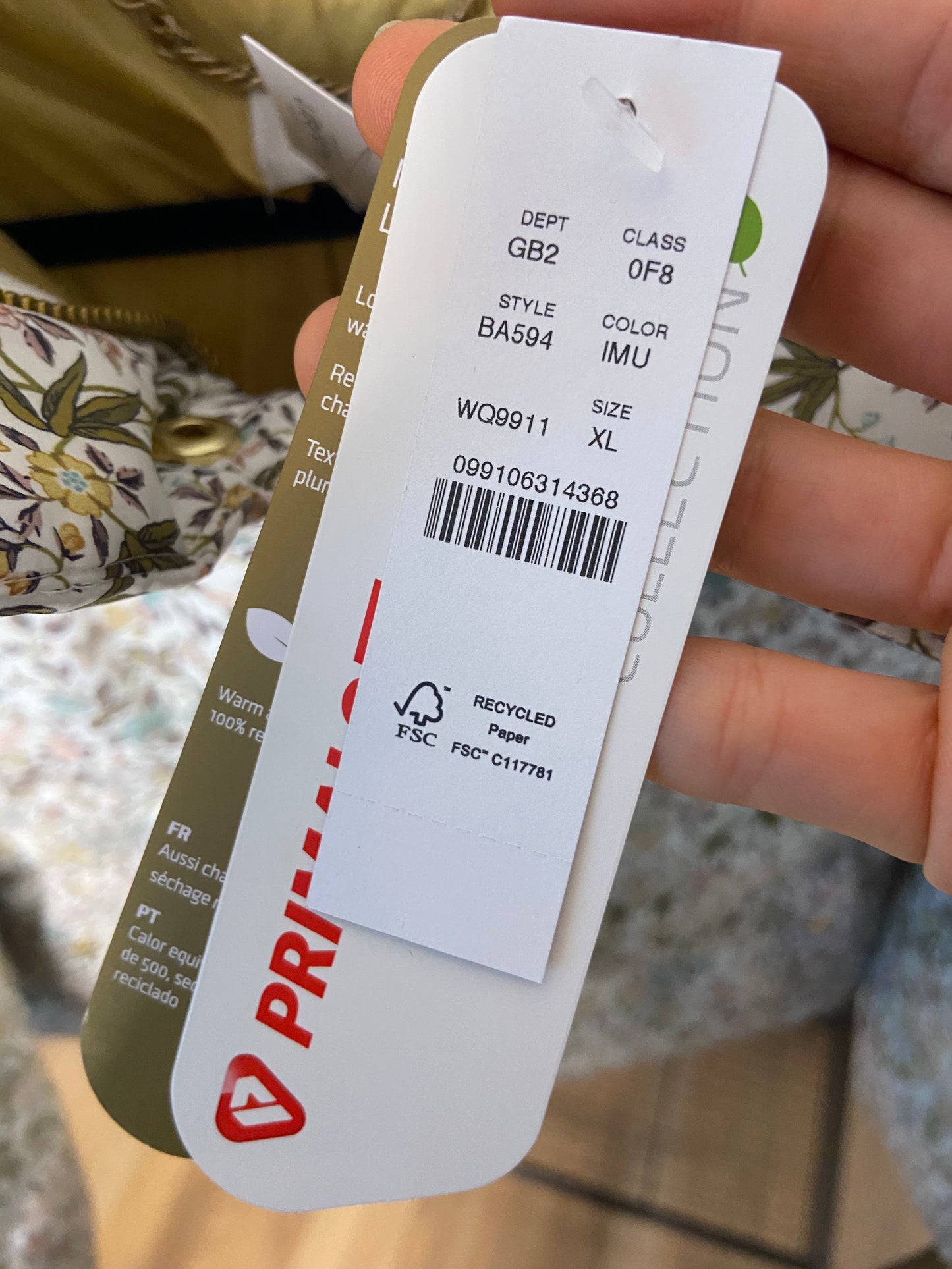 J. Crew Flurry Puffer Jacket with PrimaLoft in Liberty Tapestry Floral size XL