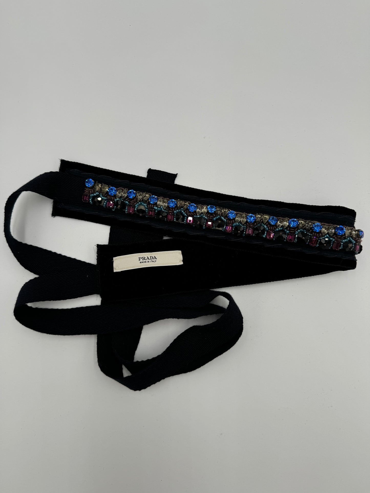 Prada Hand Embroidered Rhinestone Belt ONE SIZE