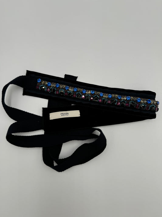 Prada Hand Embroidered Rhinestone Belt ONE SIZE