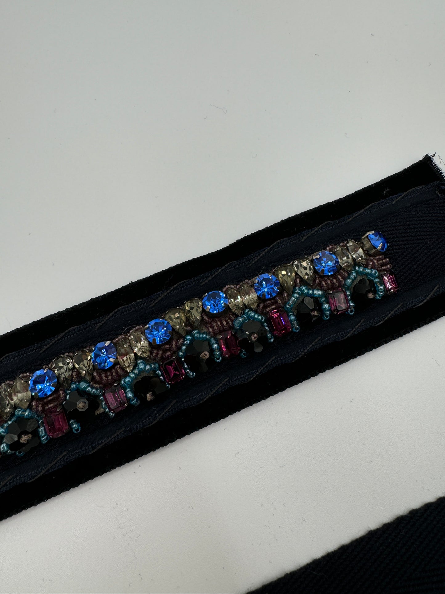 Prada Hand Embroidered Rhinestone Belt ONE SIZE