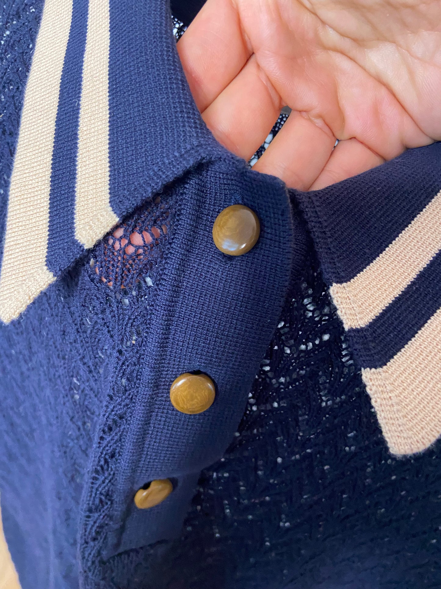 Tory Burch Cotton Pointelle Polo Top size XL