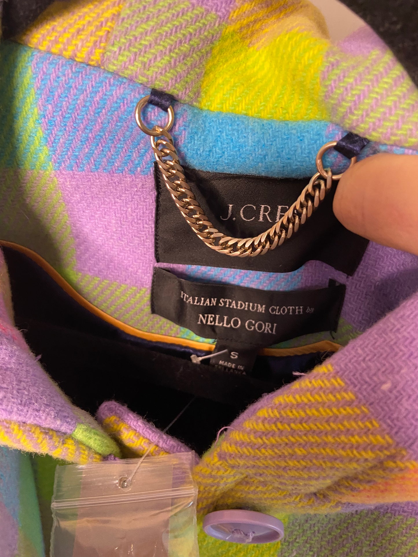 J. Crew Duffle Coat in Pastel Plaid Italian Stadium Cloth size S