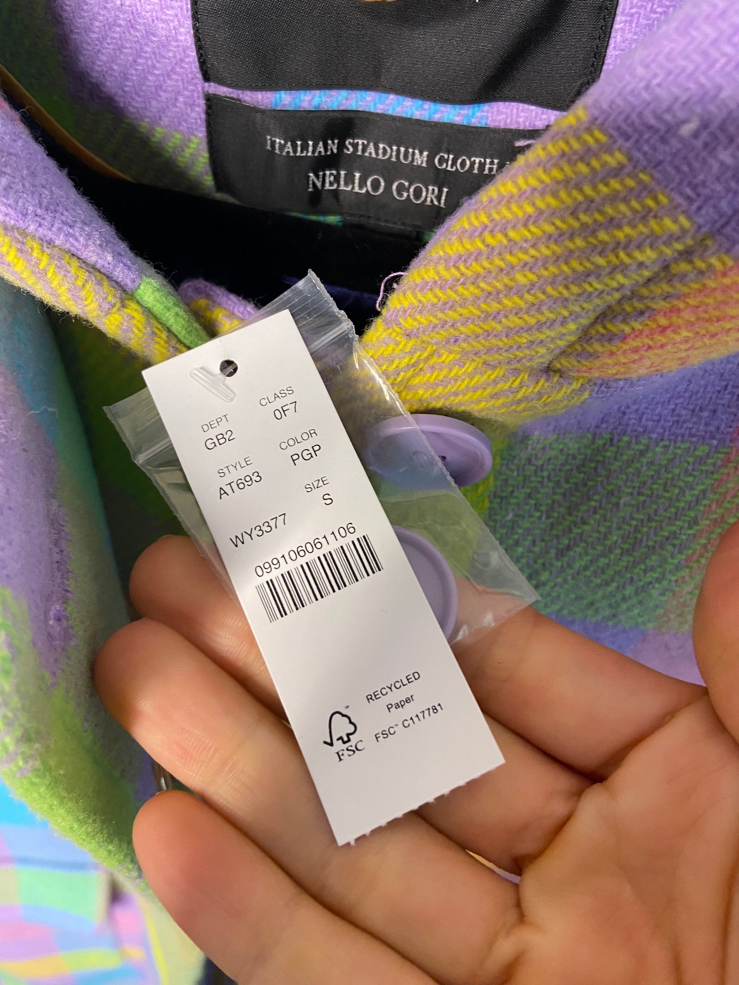 J. Crew Duffle Coat in Pastel Plaid Italian Stadium Cloth size S