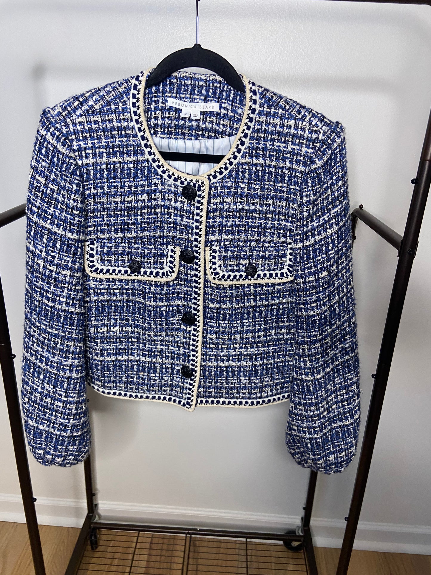 Veronica Beard Brim Cropped Tweed Jacket size 12