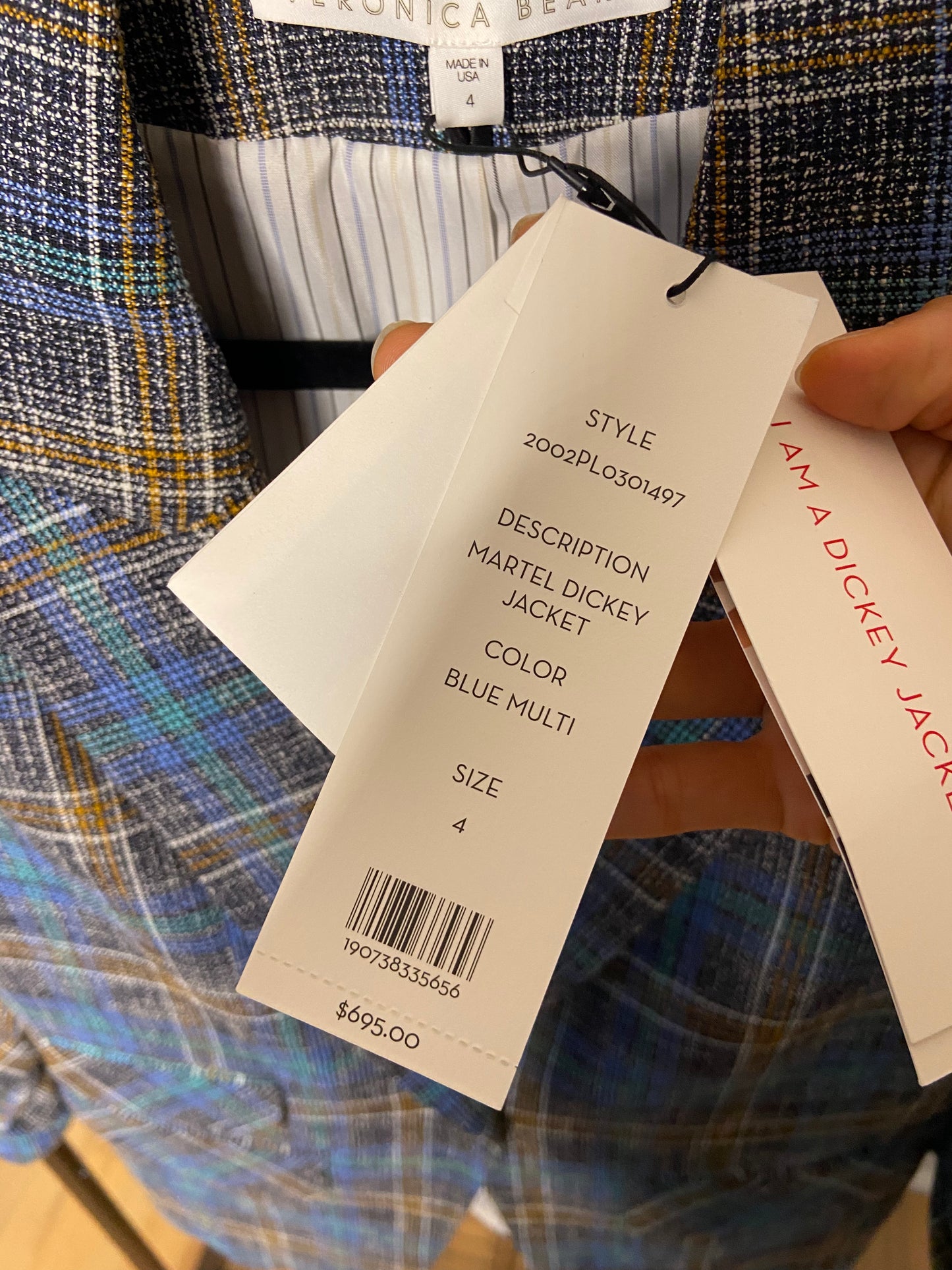 Veronica Beard Martel Dickey Plaid Dickey Jacket size 4