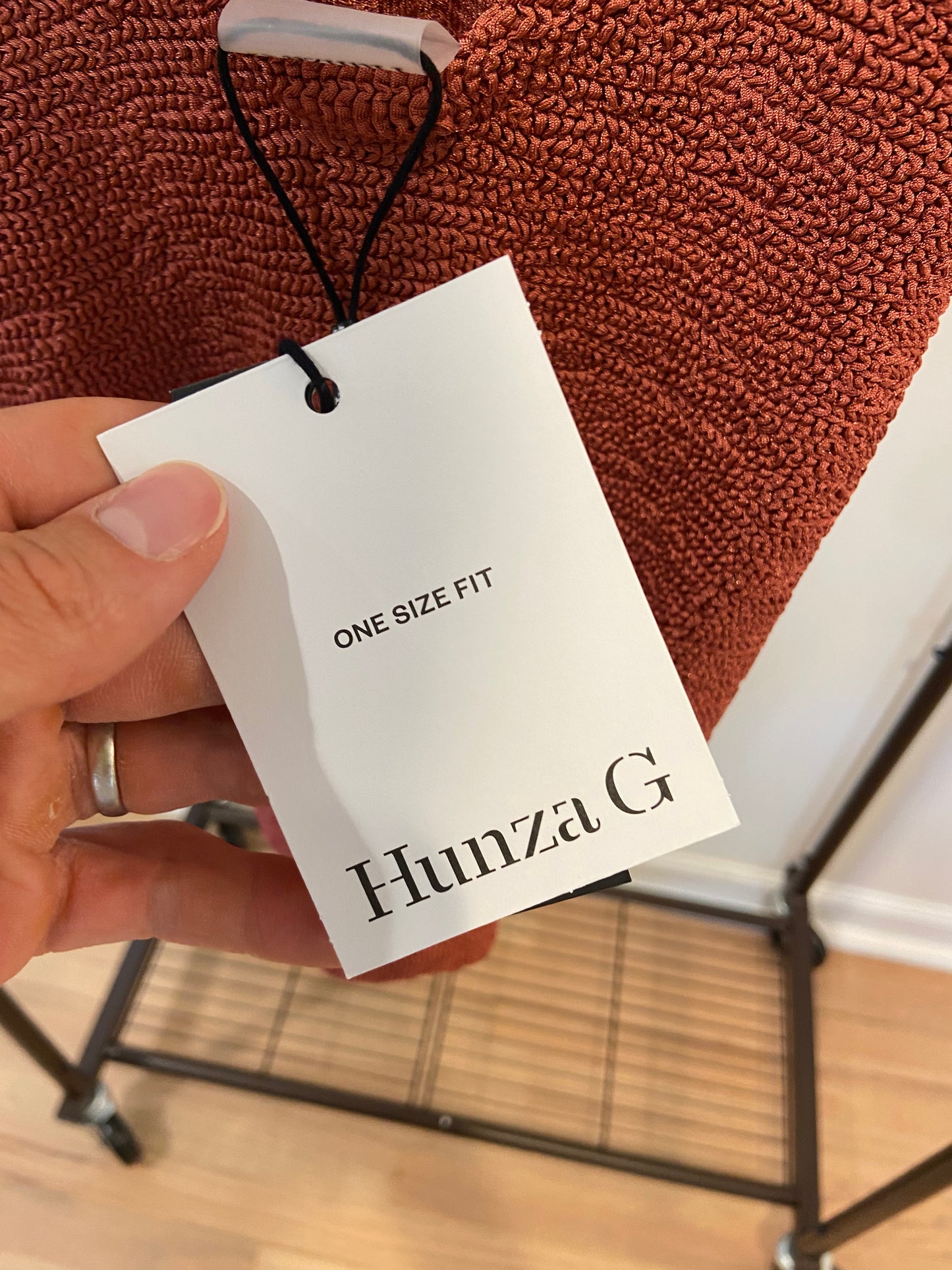 Hunza G Red Celine Crinkled-Effect Swimsuit size OS