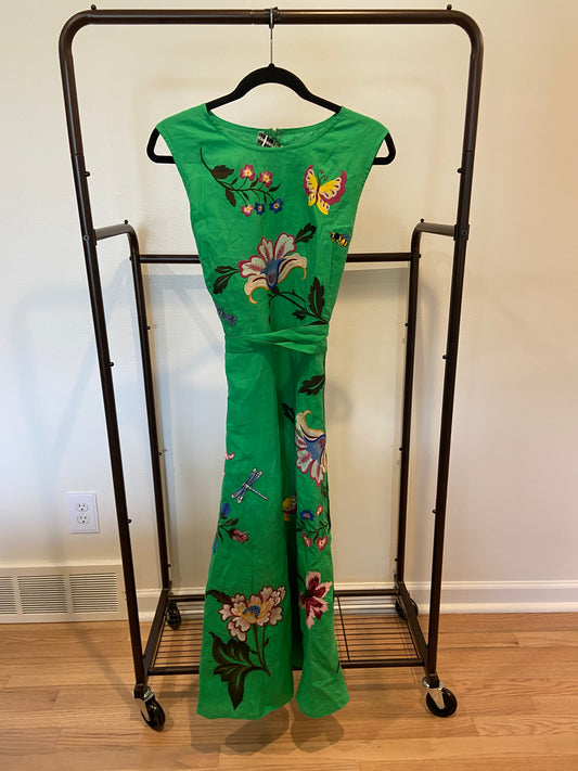 Fanm Mon Gloriosa Hand-Embroidered Sleeveless Midi Dress size L