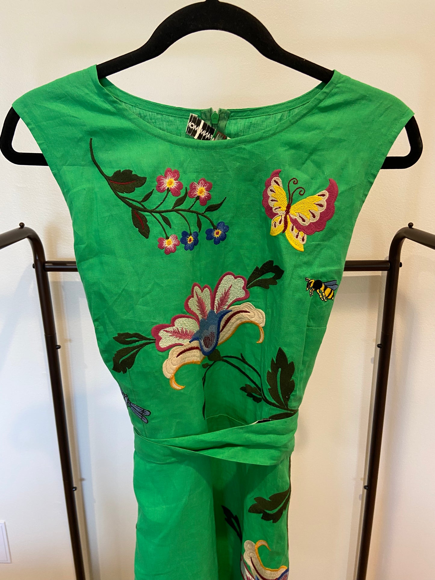 Fanm Mon Gloriosa Hand-Embroidered Sleeveless Midi Dress size L