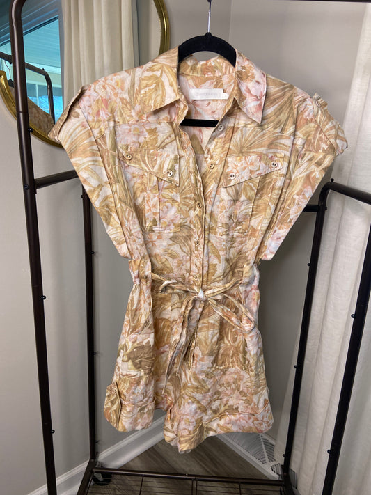 Zimmermann Andie Cuff Playsuit in Sepia Floral size US 4