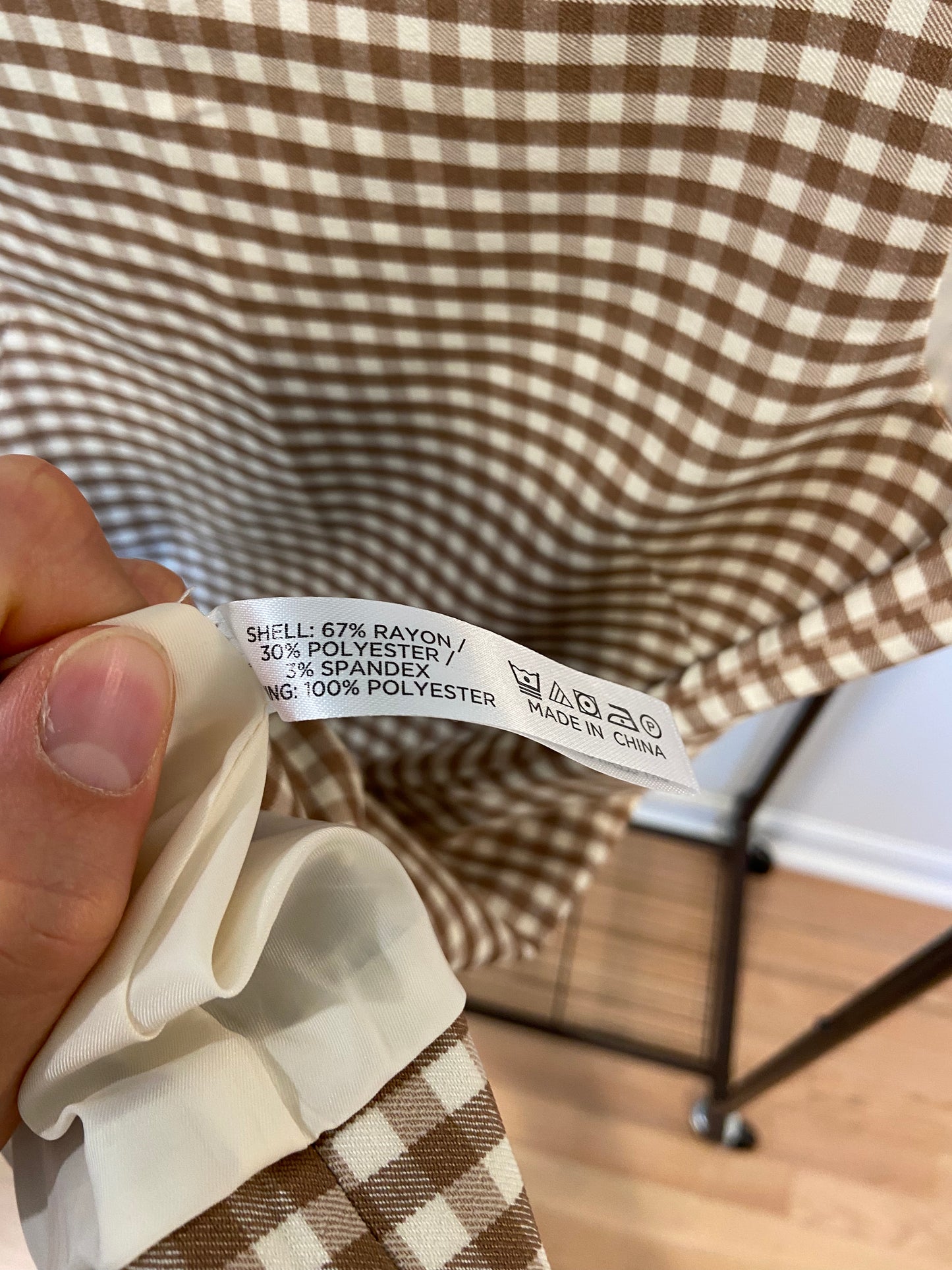 Tuckernuck Mocha Gingham Yvette Mini Dress size M
