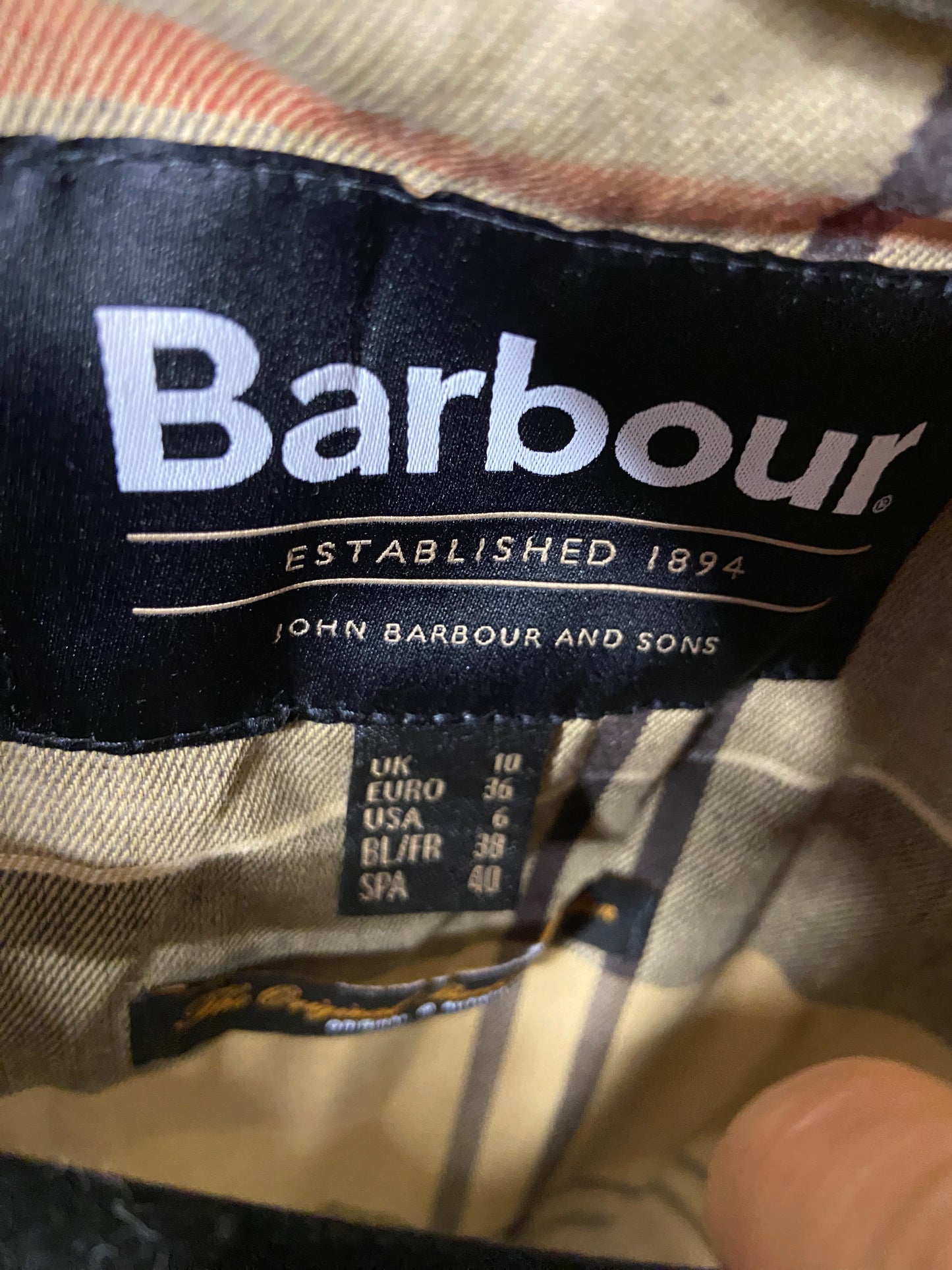 Barbour Olive Highclere Wax Jacket Size 10