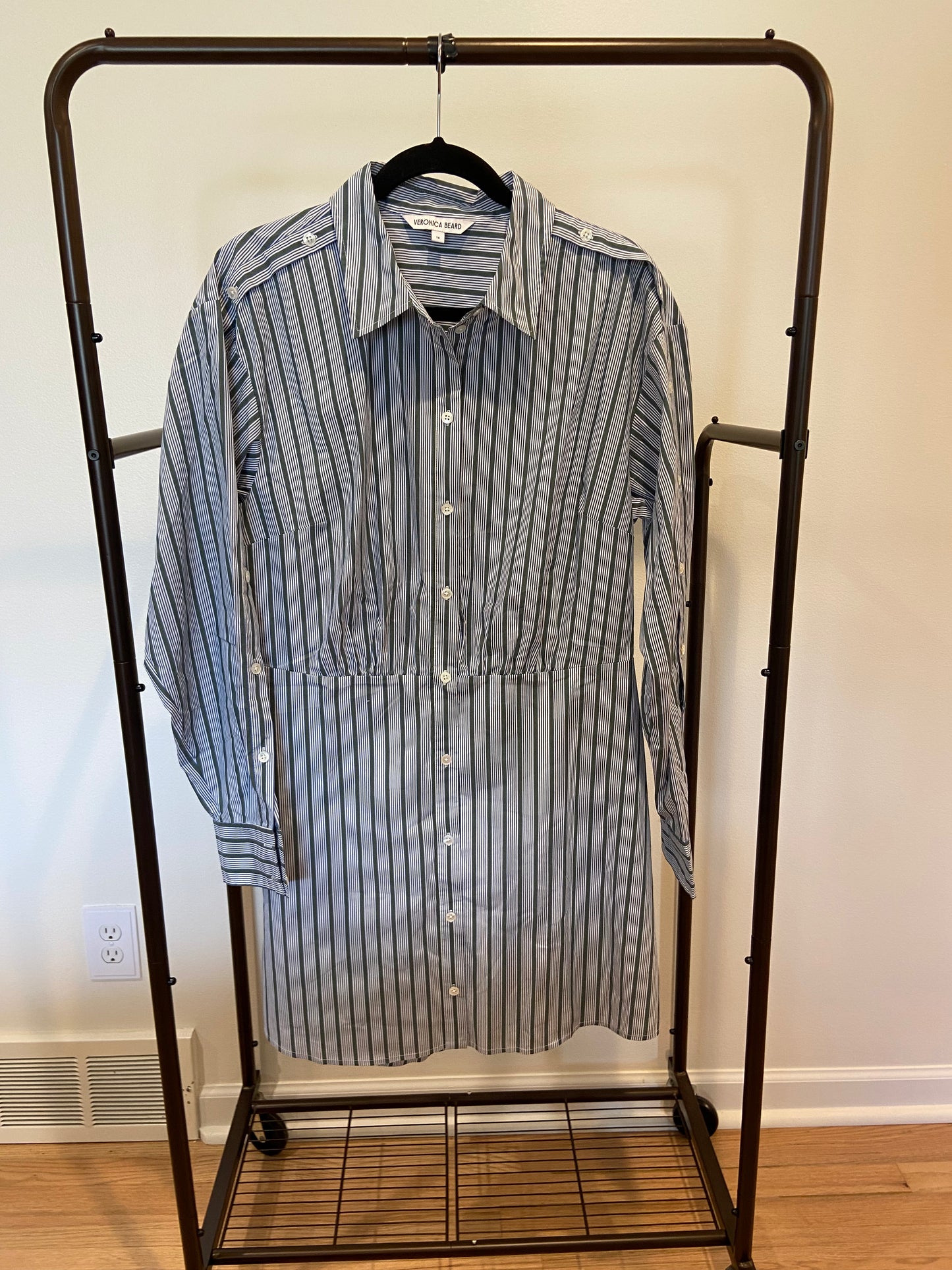 Veronica Beard Rae Striped Army Cotton Mini Dress size 14