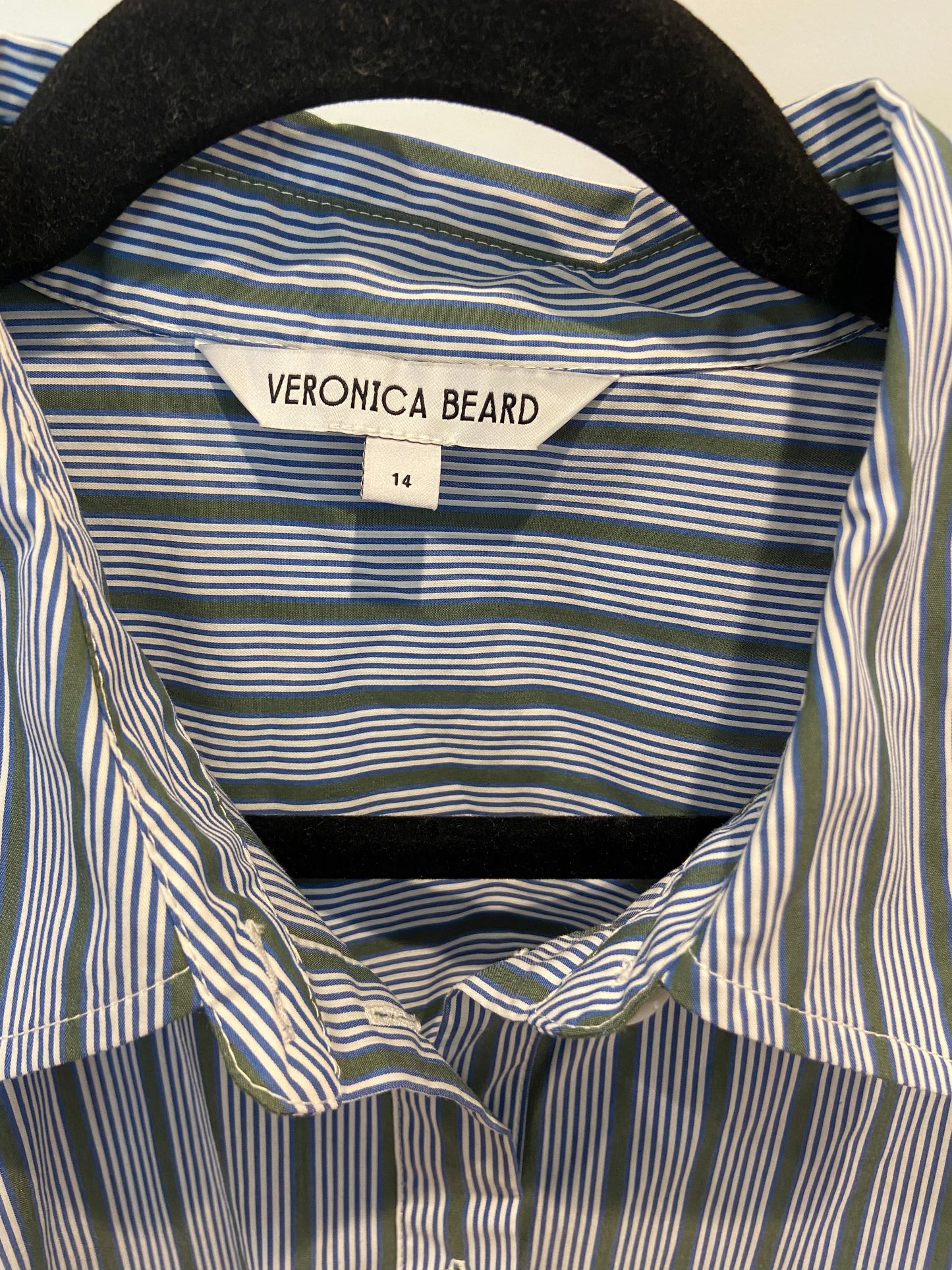 Veronica Beard Rae Striped Army Cotton Mini Dress size 14