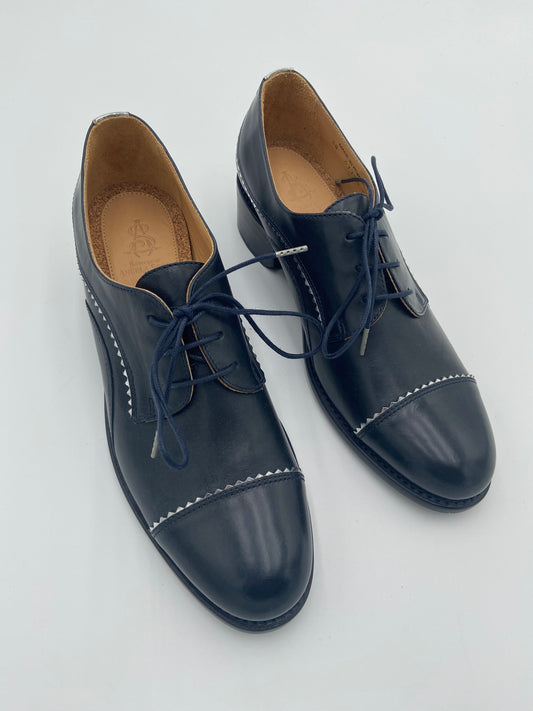 The Office of Angela Scott Ms. Neale Derby Shoes in Slate Blue/Black size 38
