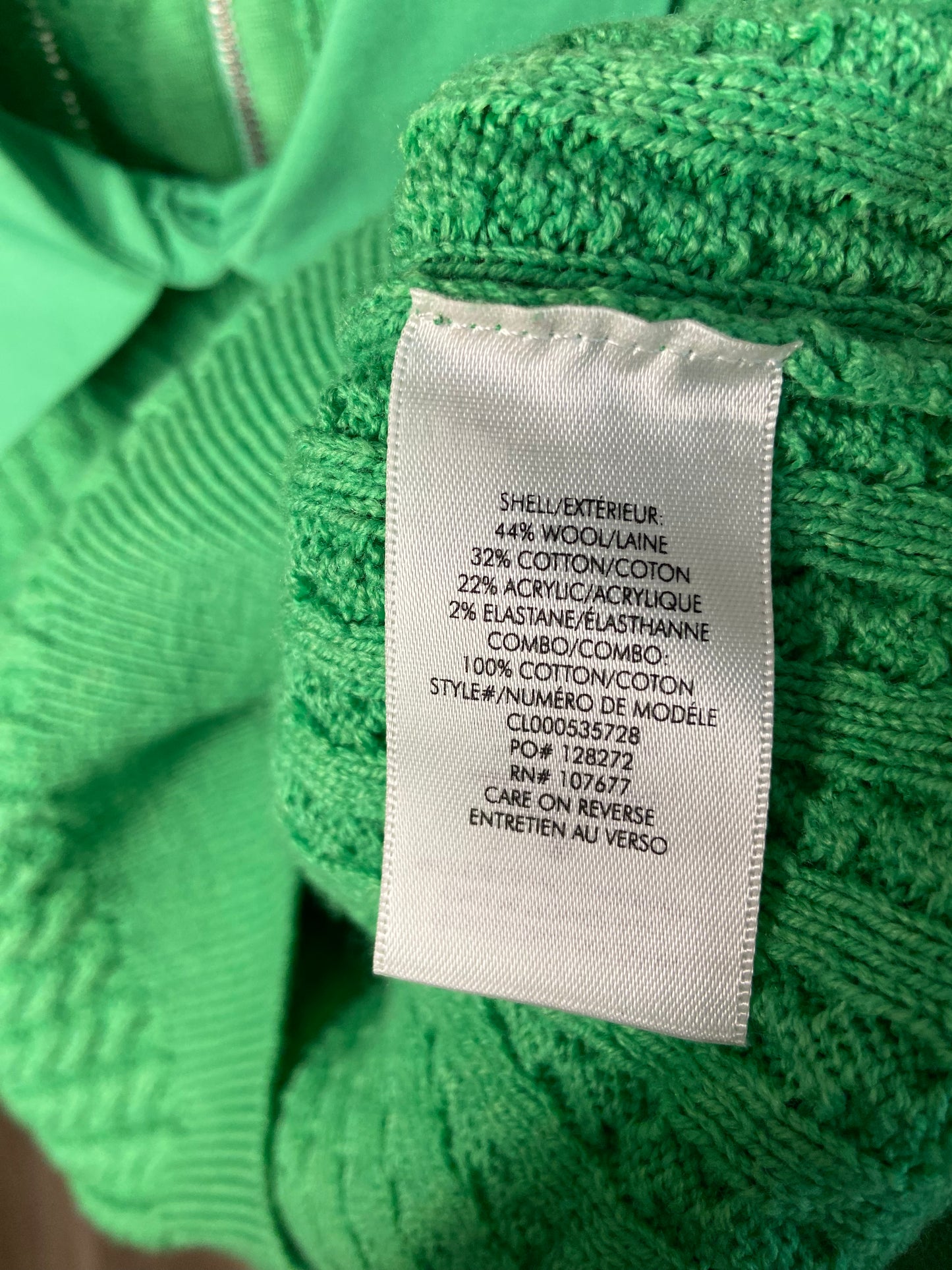 Alice and Olivia Chase Garden Green Cable Puff Sleeve Sweater size S