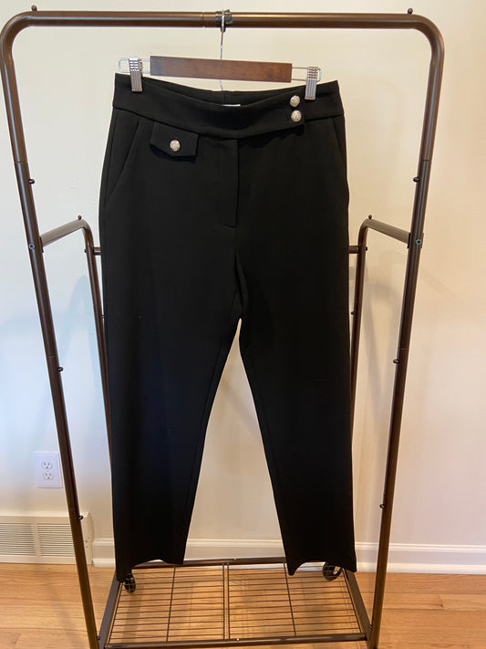 Veronica Beard Renzo Crest Button Black Pant size 8