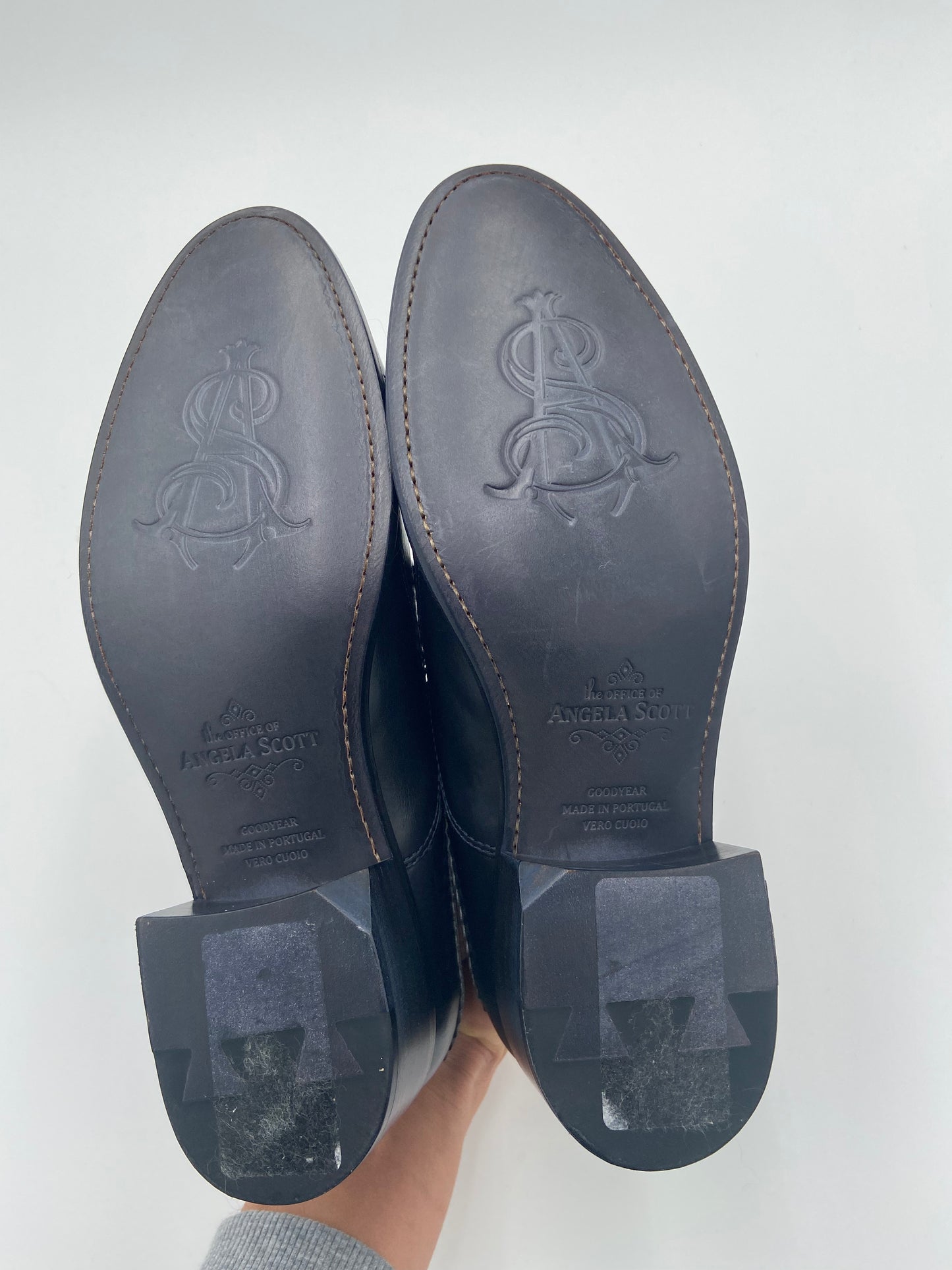 The Office of Angela Scott Ms. Neale Derby Shoes in Slate Blue/Black size 38