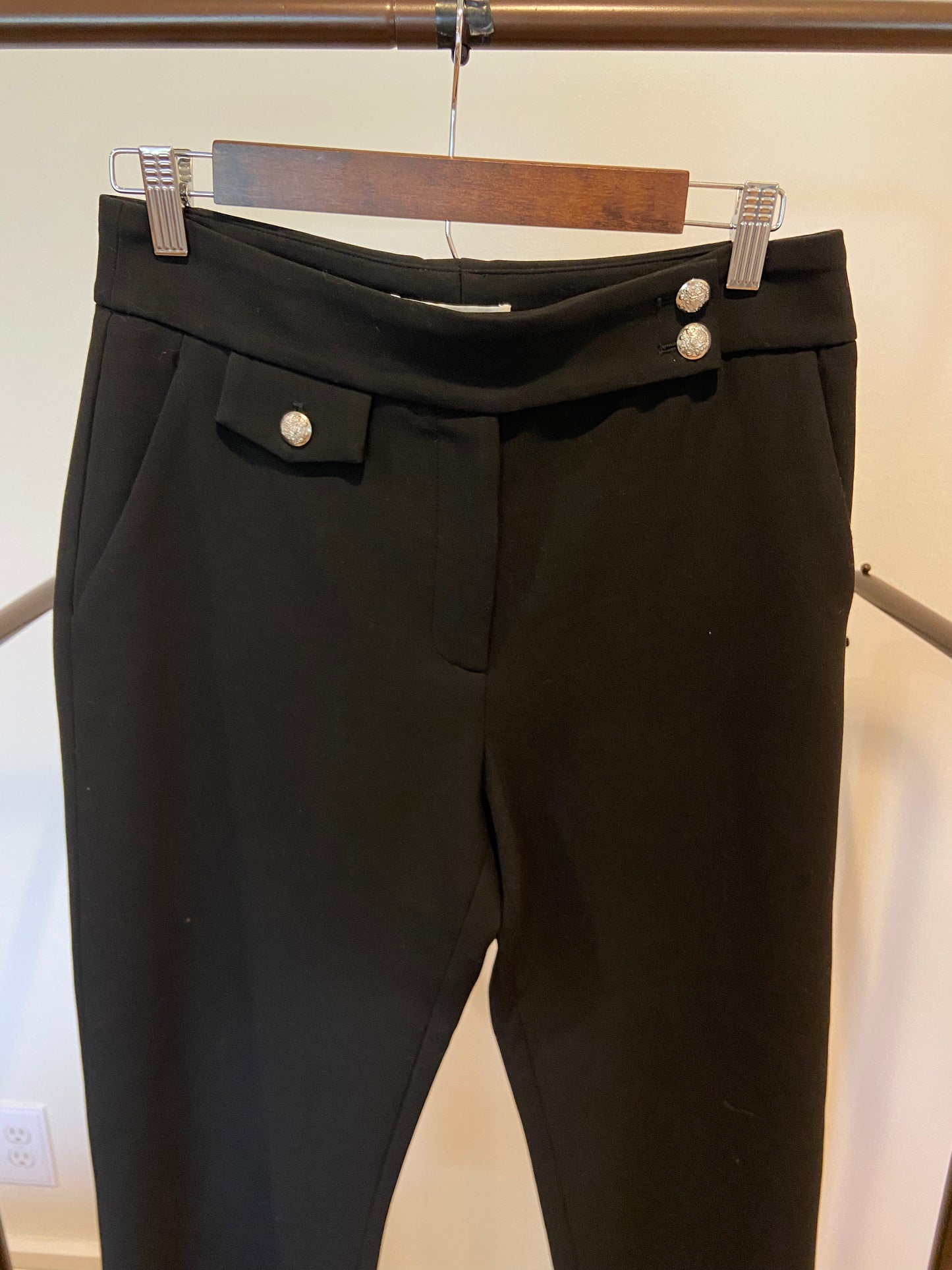 Veronica Beard Renzo Crest Button Black Pant size 8