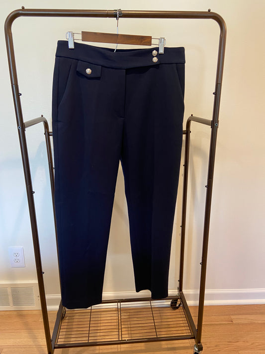 Veronica Beard Renzo Crest Button Pants in Navy Silver Buttons size 12