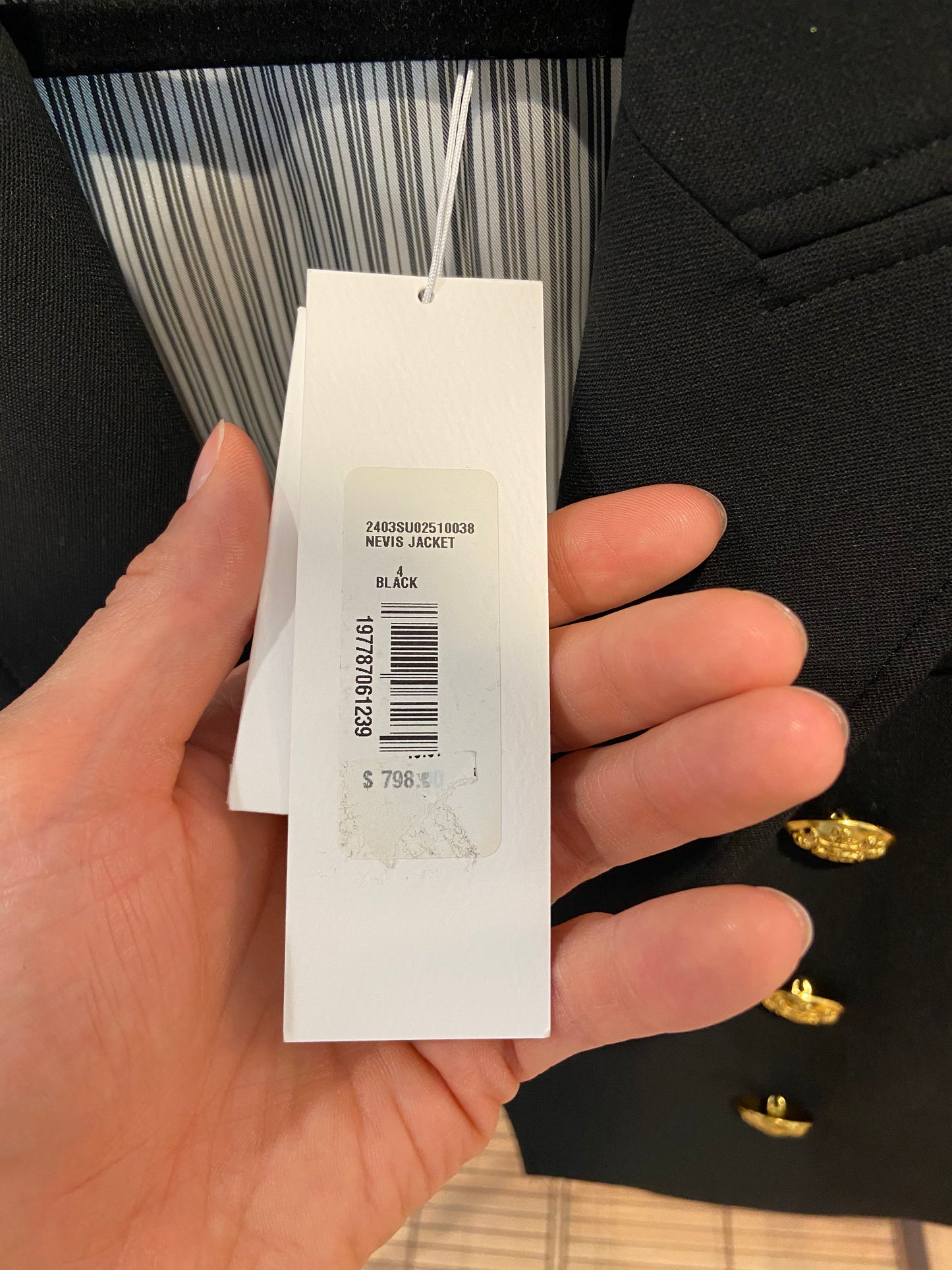 Veronica Beard Nevis Cropped Dickey Jacket Black and Gold size 4