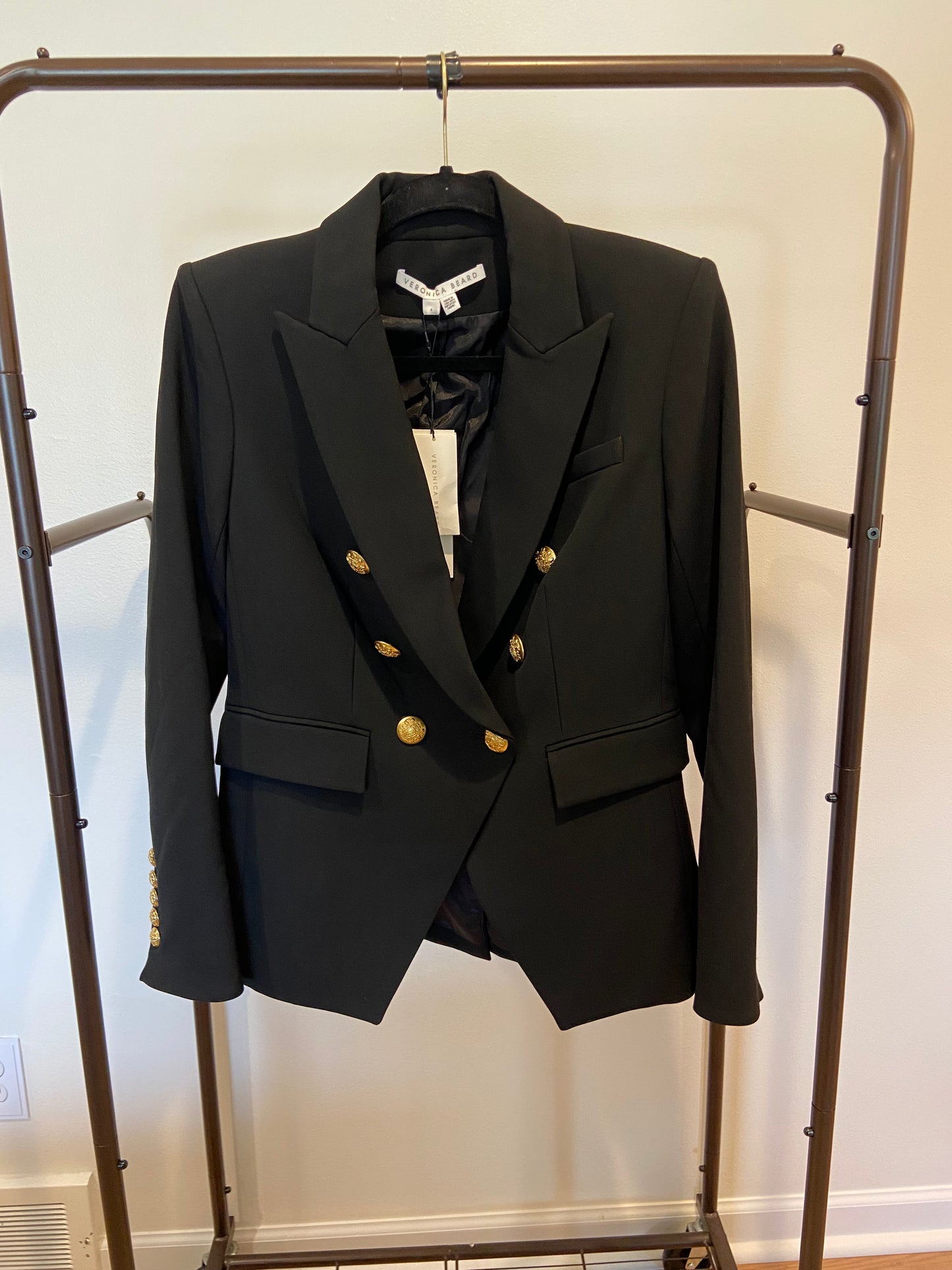Veronica Beard Miller Dickey Blazer Jacket Black and Gold size 4