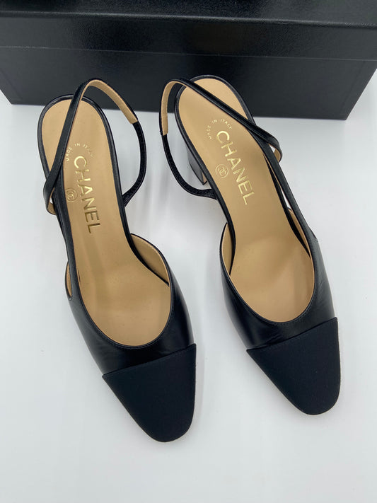 Chanel Slingback Cap Toe Shoes size 38