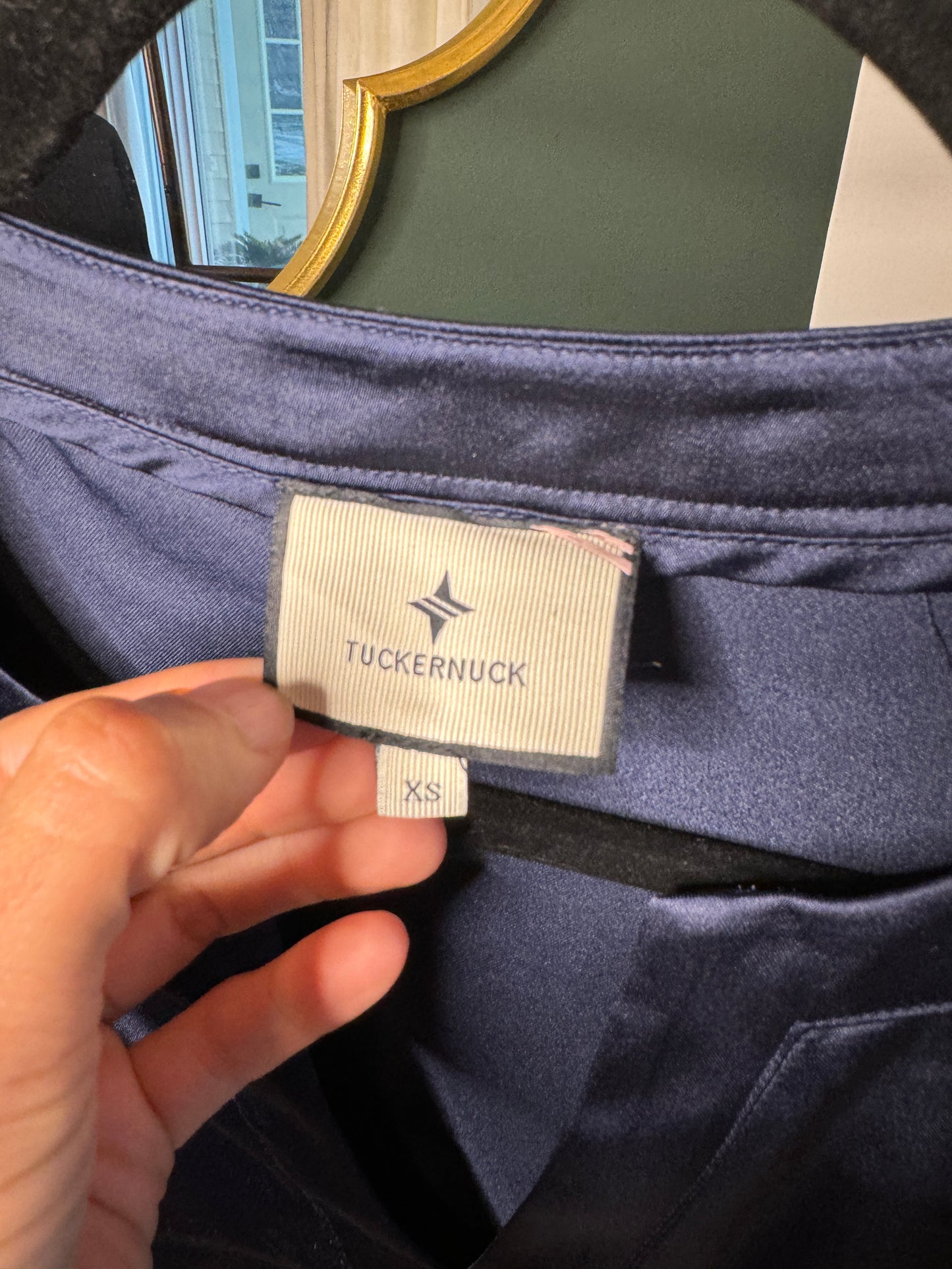 Tuckernuck Satin Navy Blue Fringe Jamie size XS