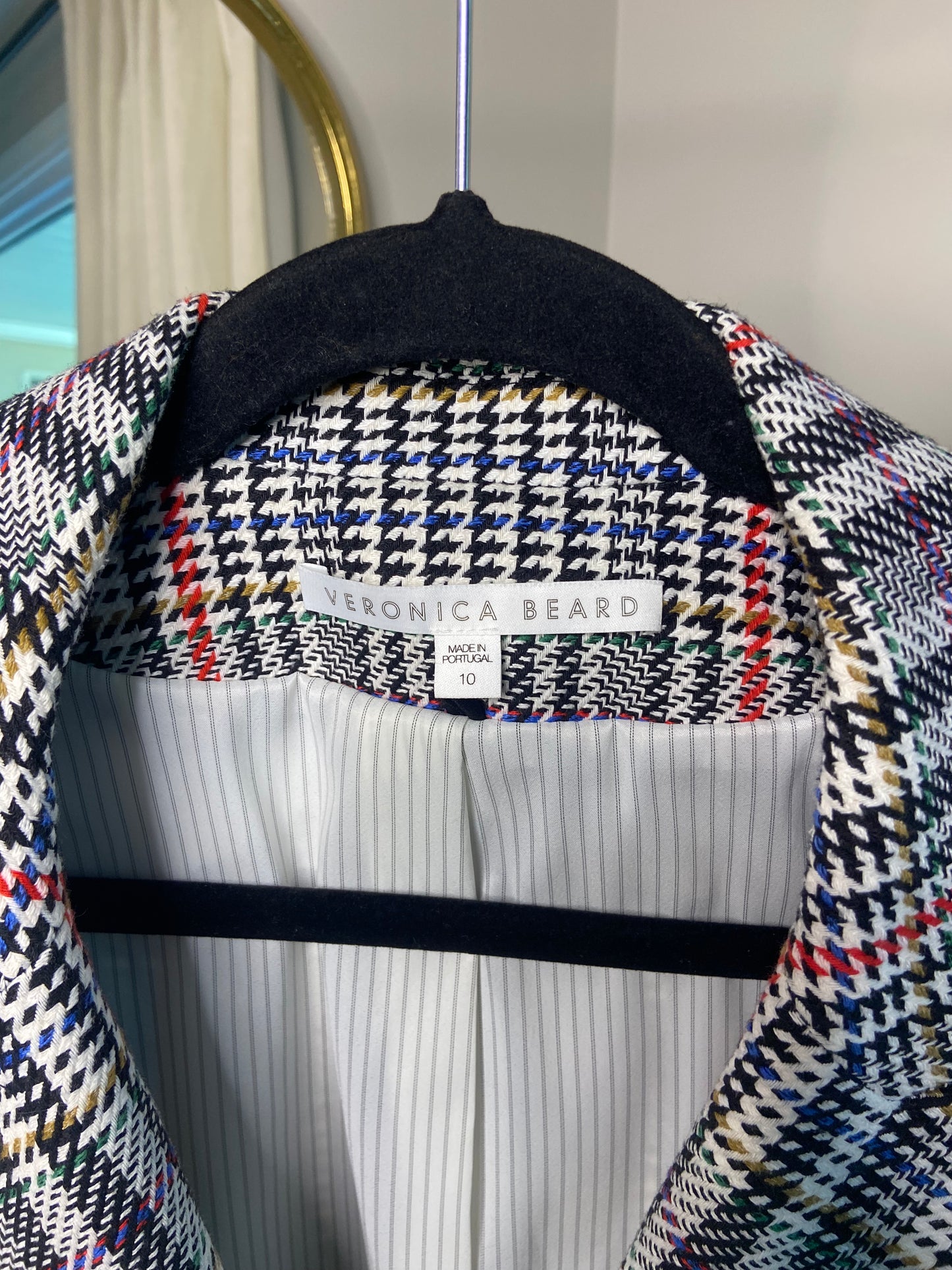 Veronica Beard Empire dickey Houndstooth Blazer Jacket size 10