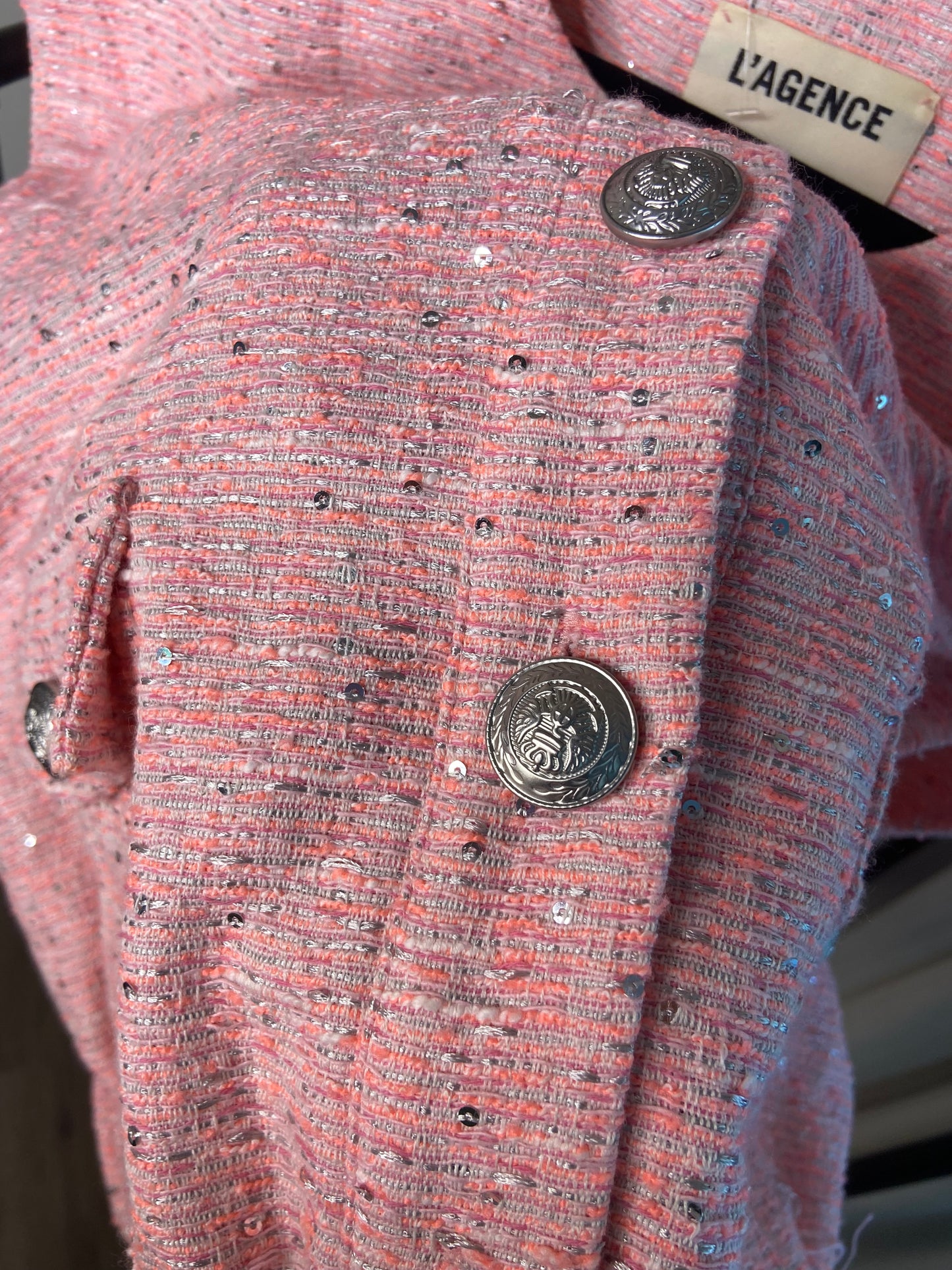 L'Agence Uma Speckled Knit Flap-Pocket Vest size M