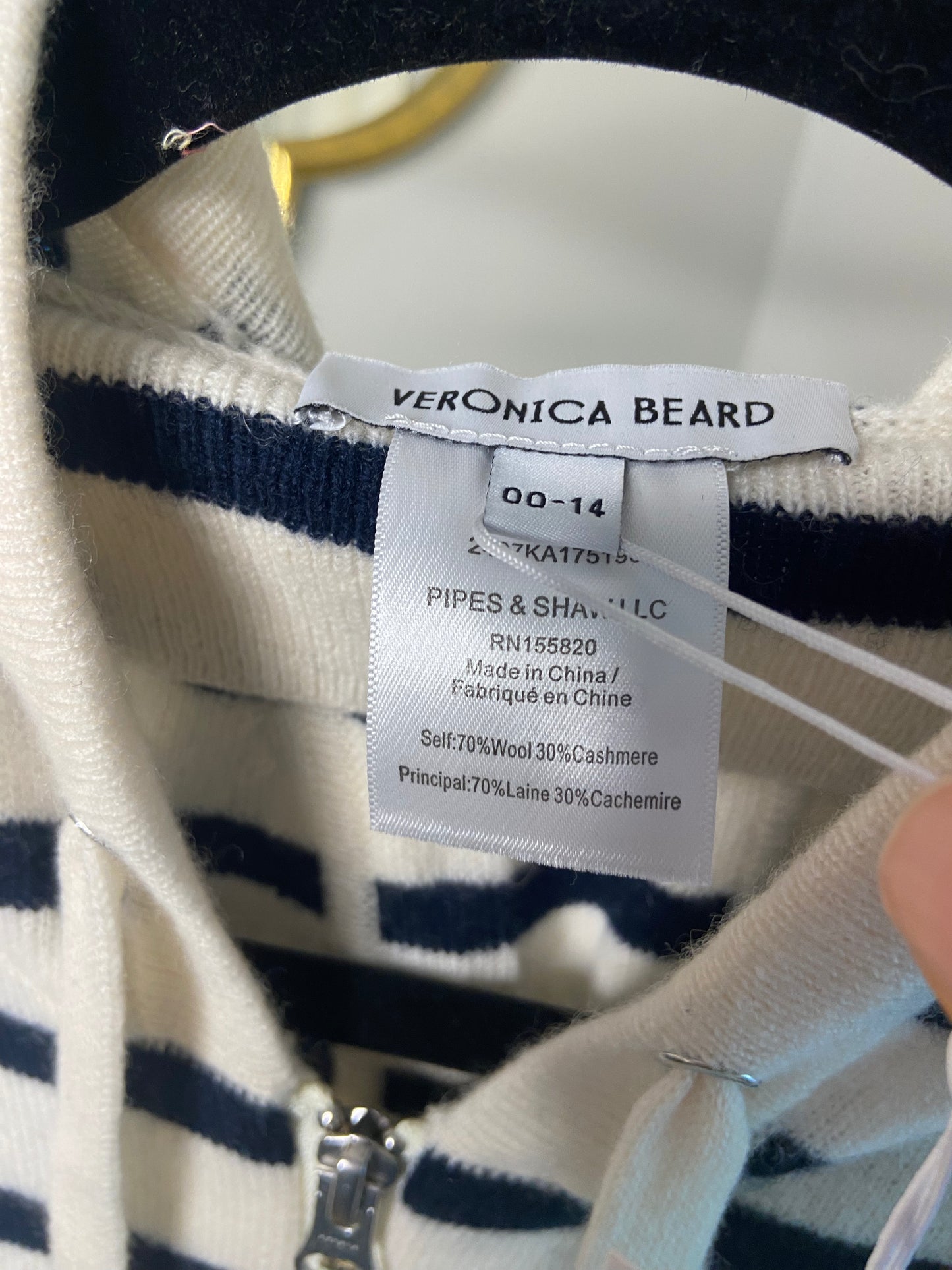 Veronica Beard Cashmere Striped Dickey size 00-14