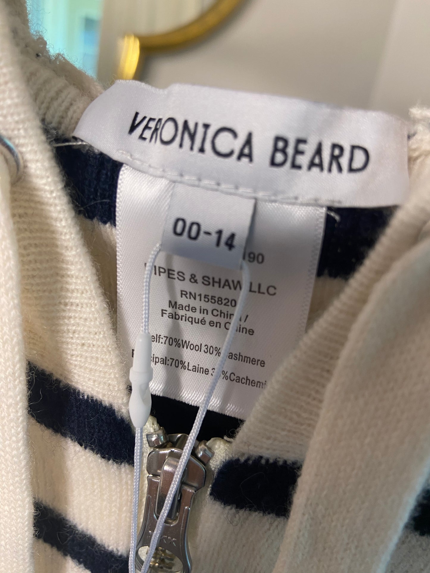 Veronica Beard Cashmere Striped Dickey size 00-14