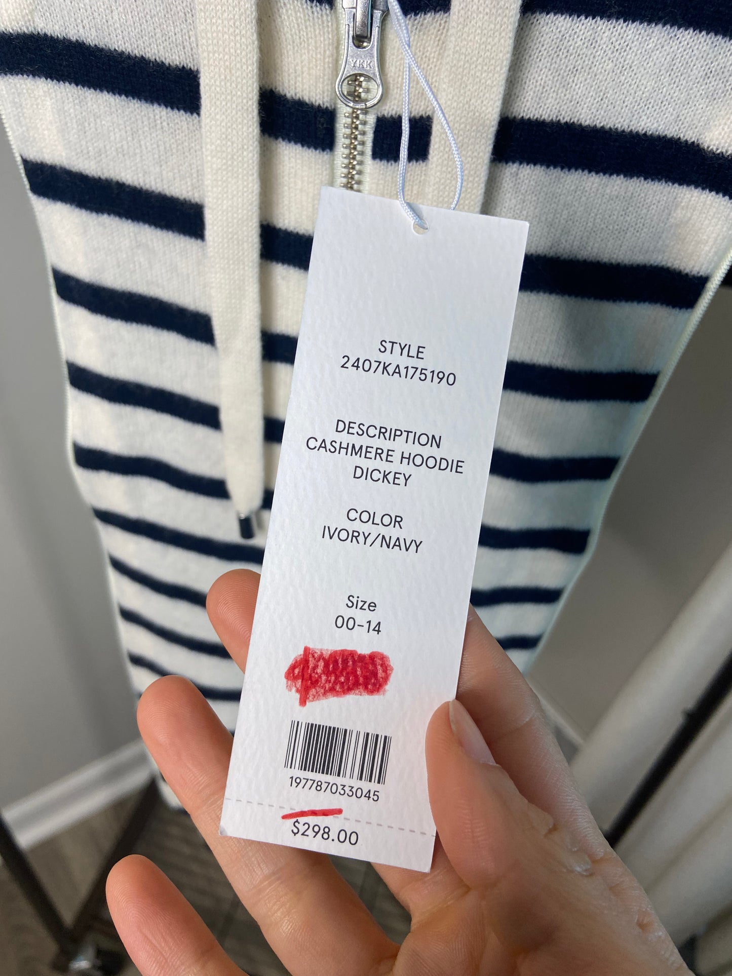 Veronica Beard Cashmere Striped Dickey size 00-14