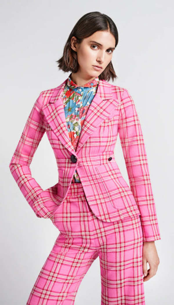 SMYTHE Duchess Pink Plaid Blazer size M