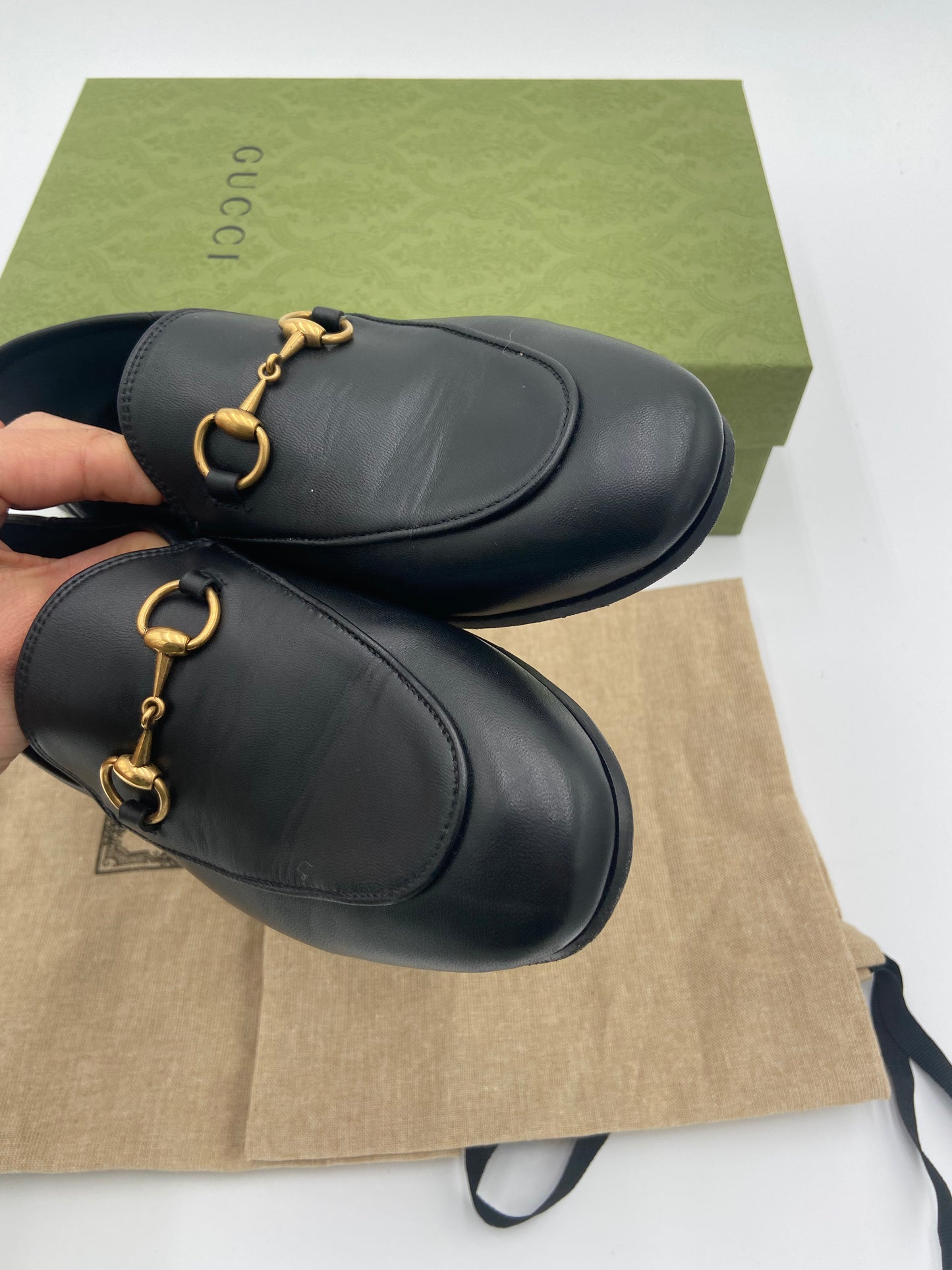 Gucci Jordaan Black Leather Loafers size 37
