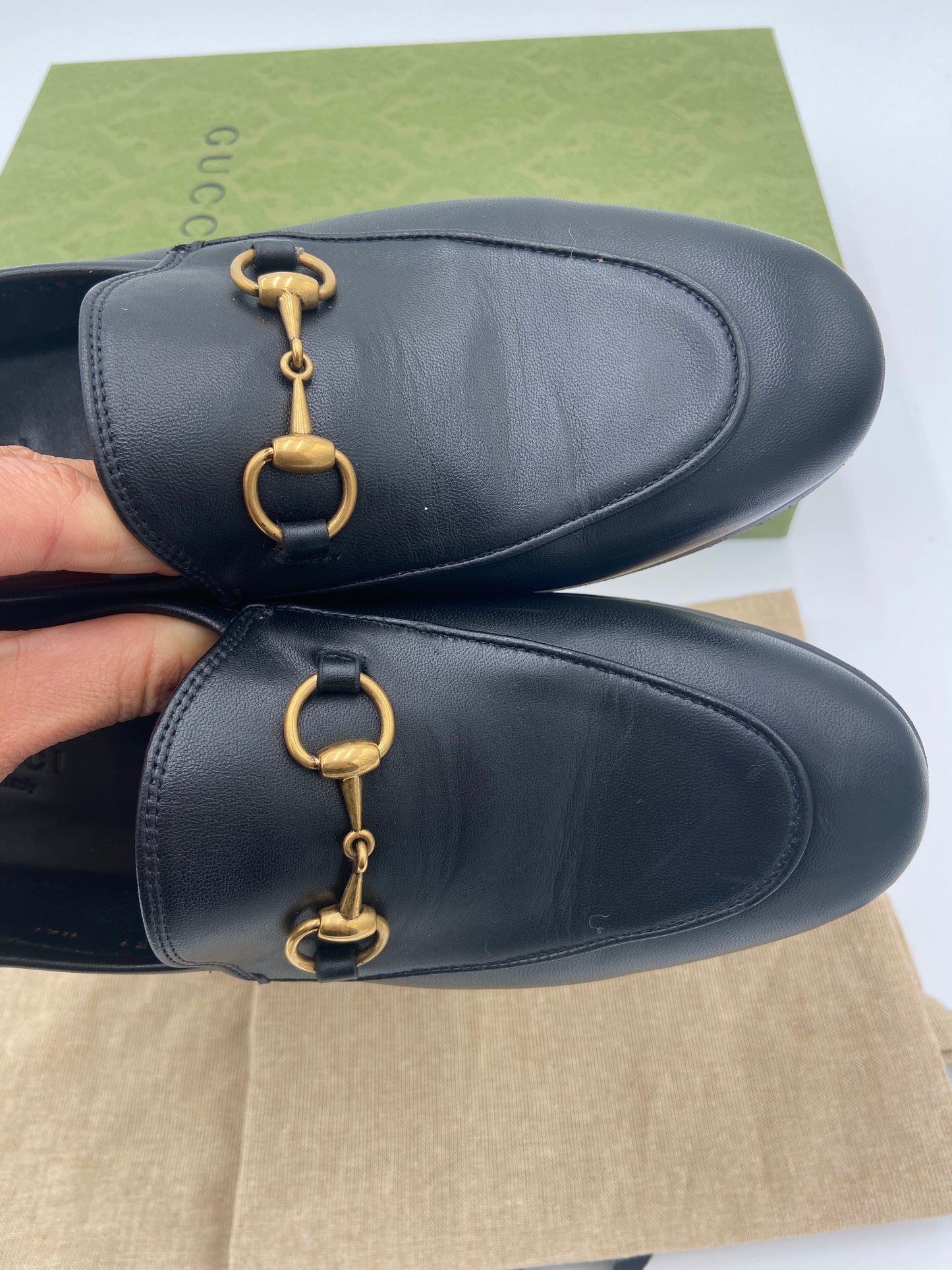 Gucci Jordaan Black Leather Loafers size 37