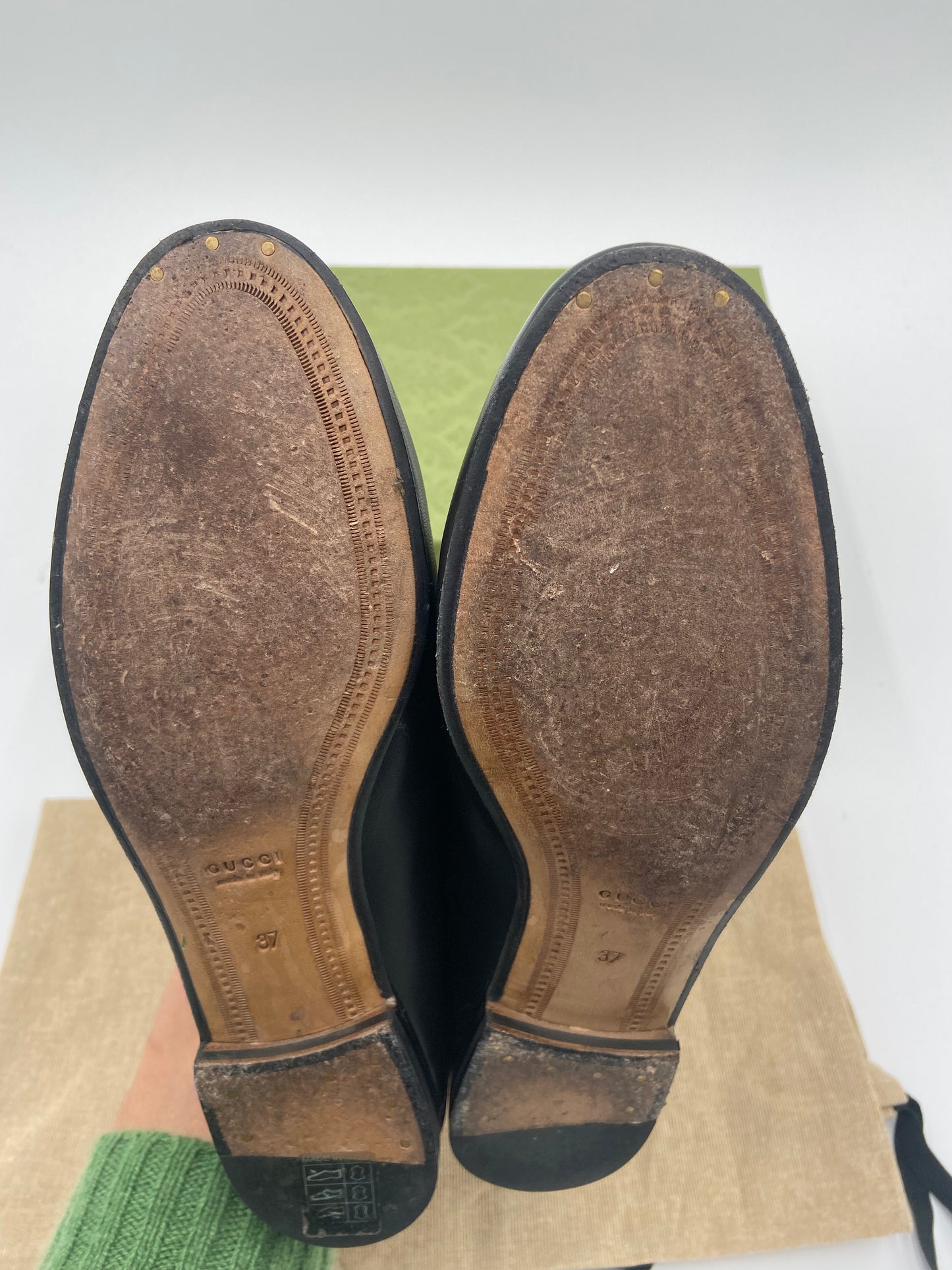 Gucci Jordaan Black Leather Loafers size 37
