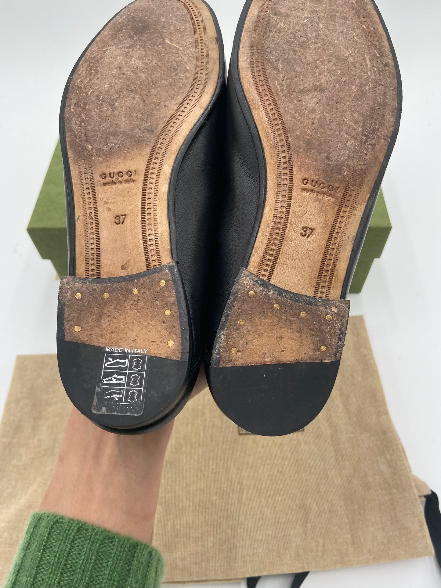 Gucci Jordaan Black Leather Loafers size 37