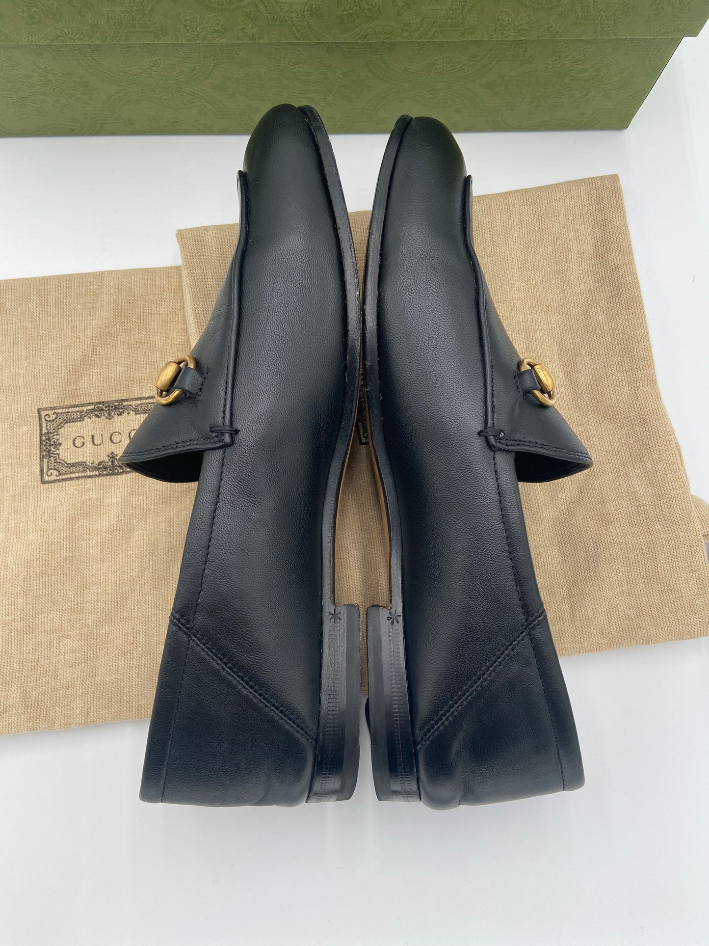 Gucci Jordaan Black Leather Loafers size 37