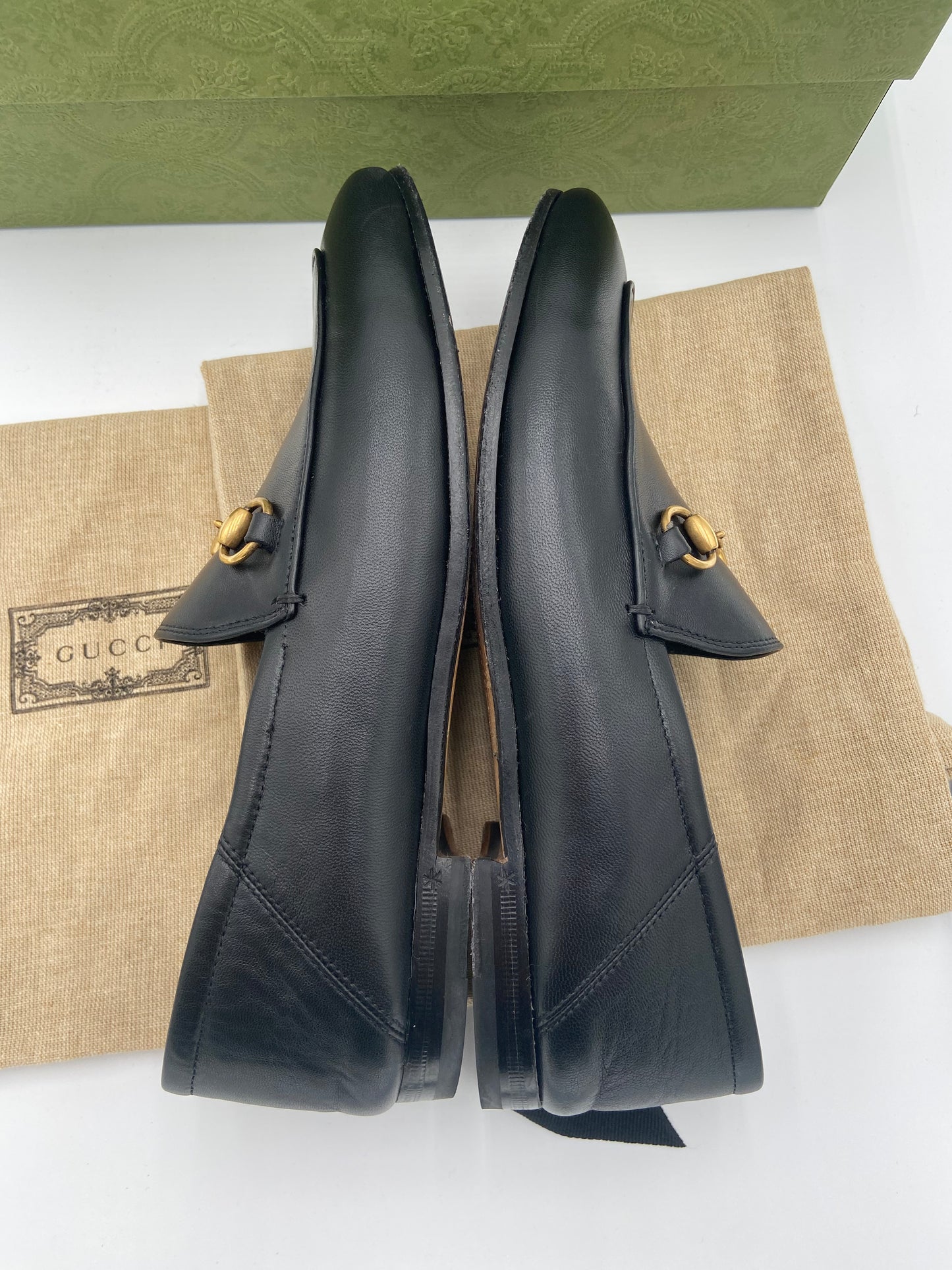 Gucci Jordaan Black Leather Loafers size 37
